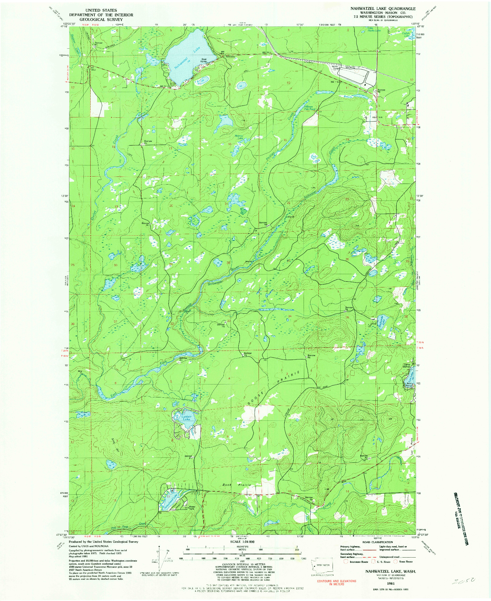 USGS 1:24000-SCALE QUADRANGLE FOR NAHWATZEL LAKE, WA 1981