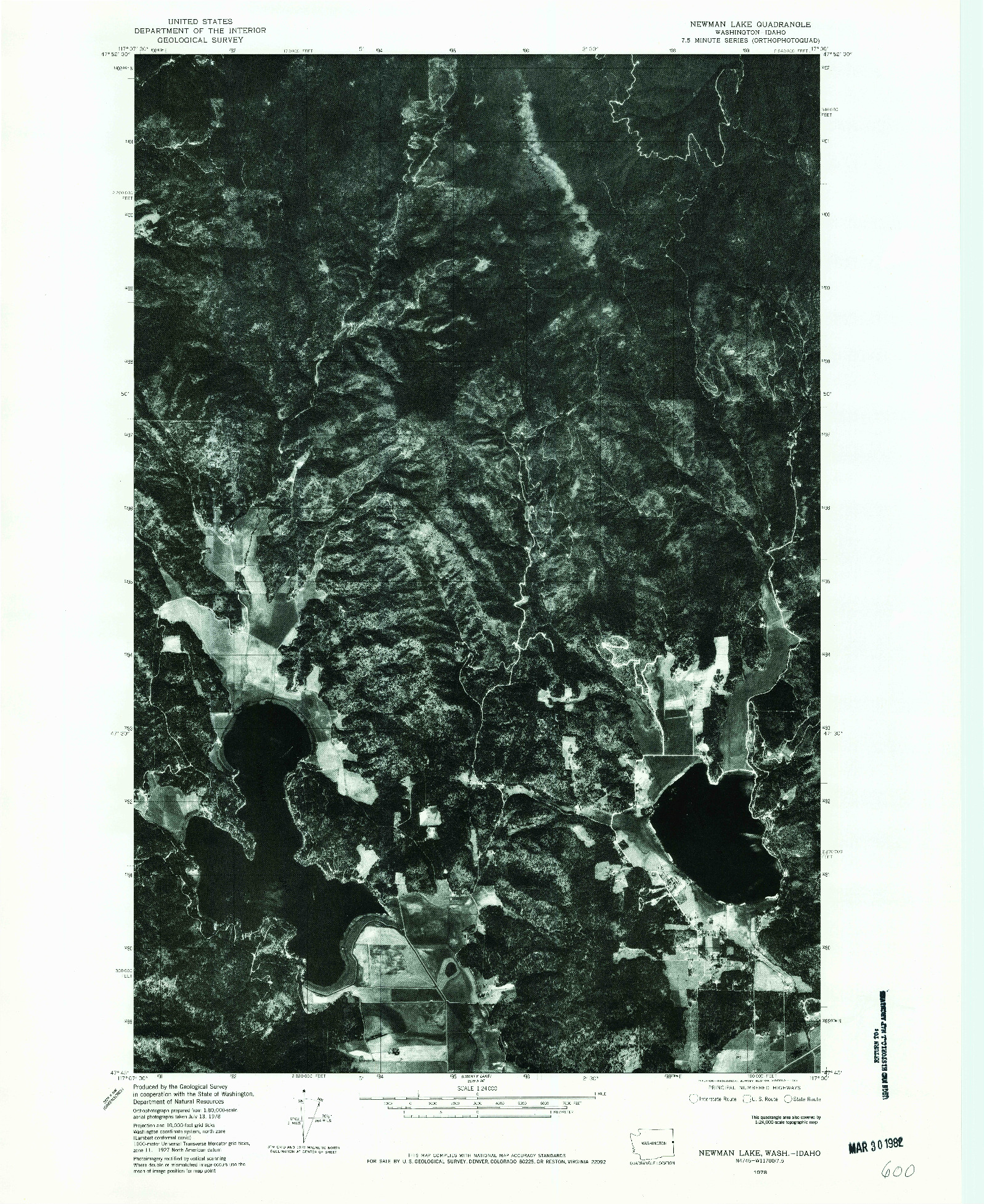 USGS 1:24000-SCALE QUADRANGLE FOR NEWMAN LAKE, WA 1978