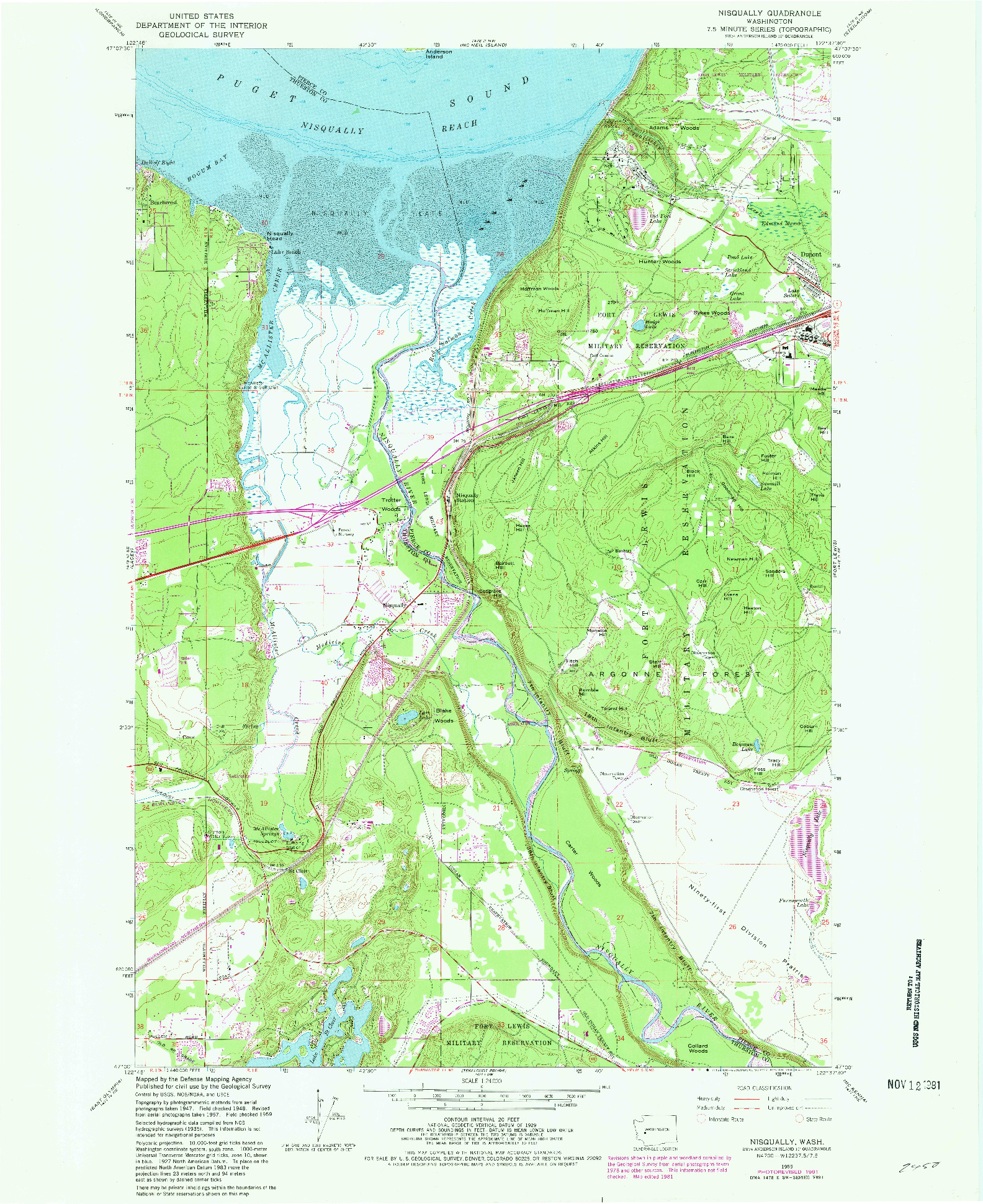 USGS 1:24000-SCALE QUADRANGLE FOR NISQUALLY, WA 1959