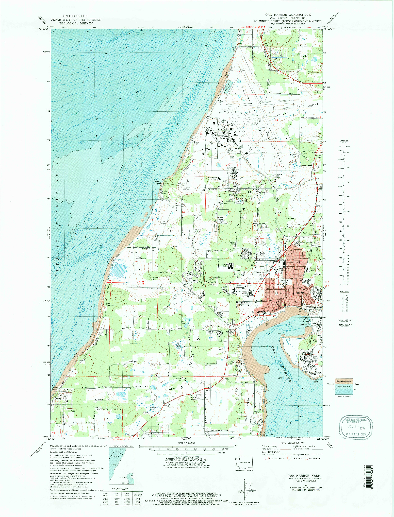 USGS 1:24000-SCALE QUADRANGLE FOR OAK HARBOR, WA 1973