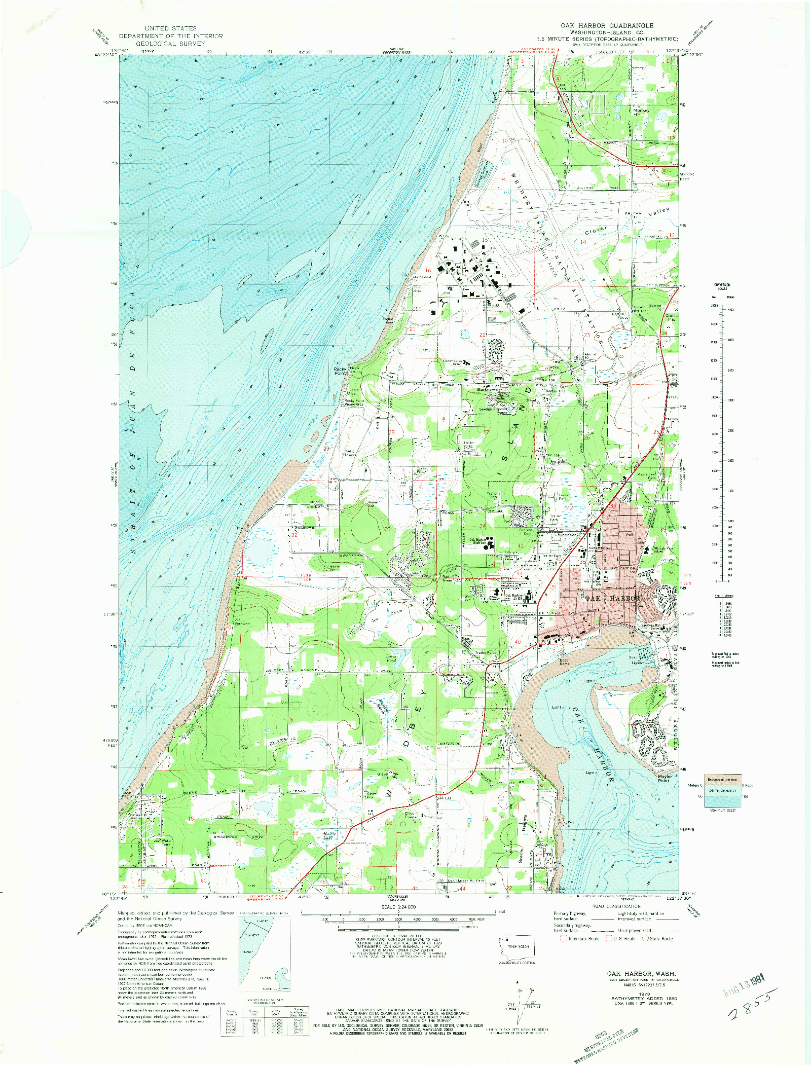 USGS 1:24000-SCALE QUADRANGLE FOR OAK HARBOR, WA 1973