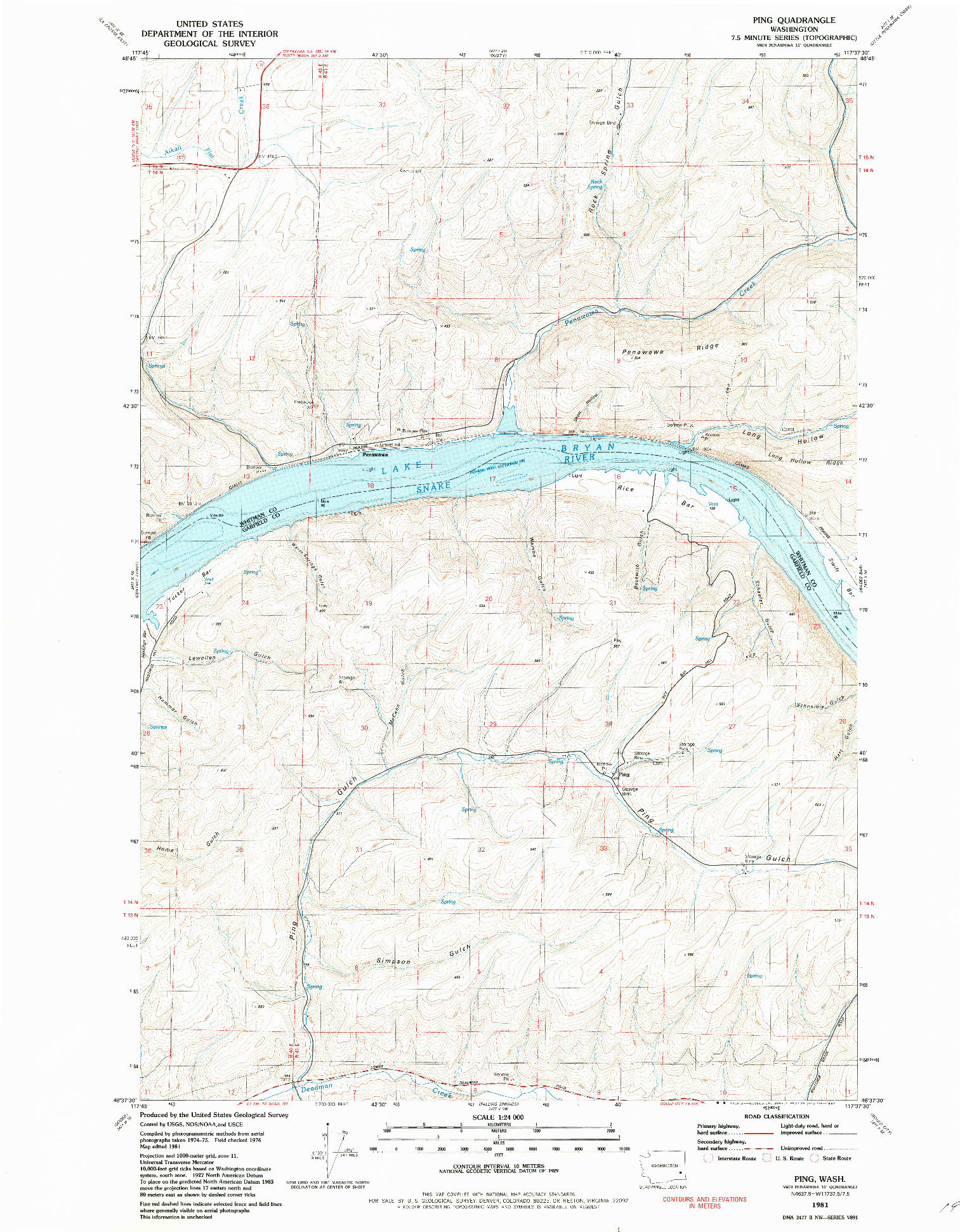 USGS 1:24000-SCALE QUADRANGLE FOR PING, WA 1981