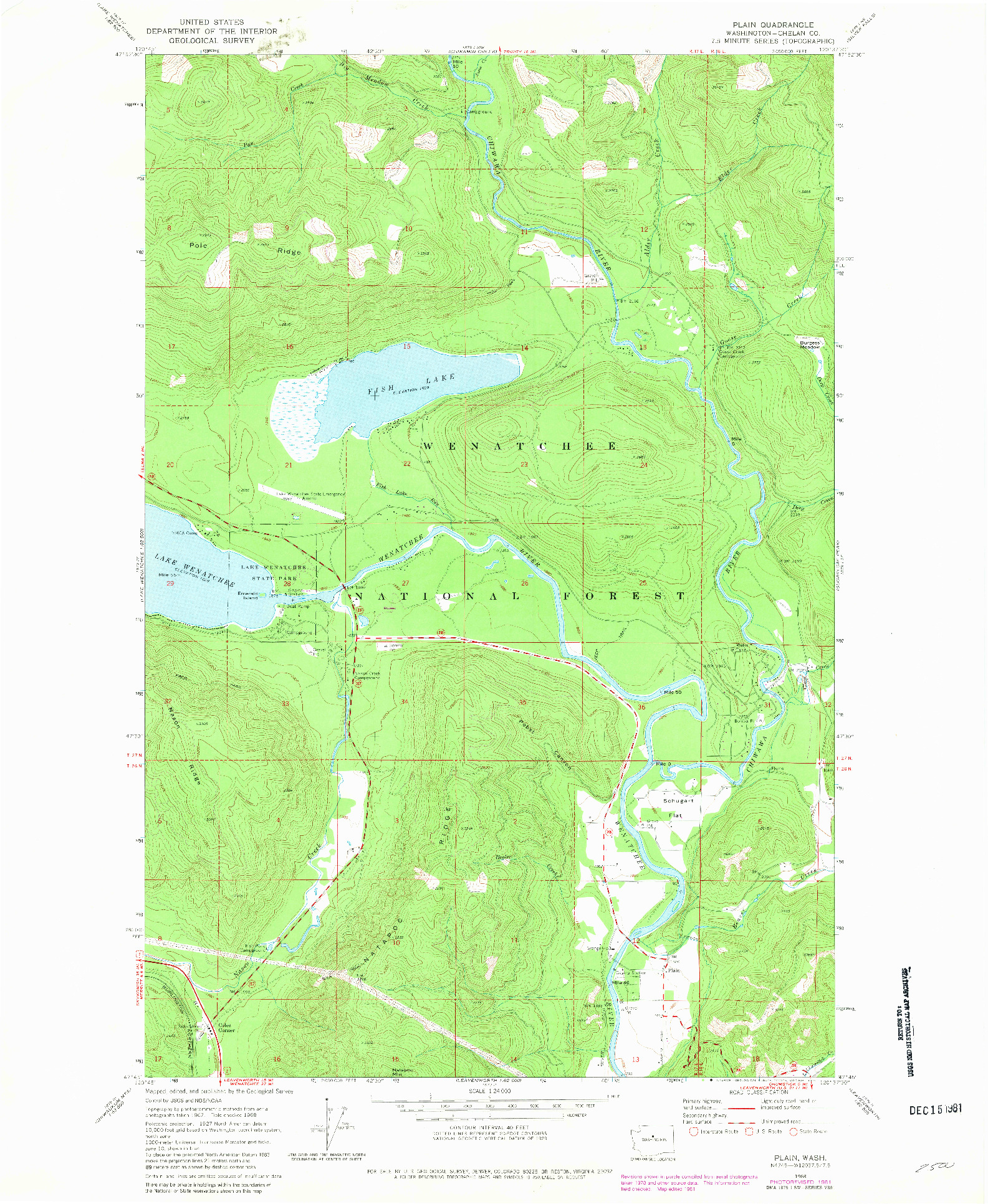 USGS 1:24000-SCALE QUADRANGLE FOR PLAIN, WA 1968