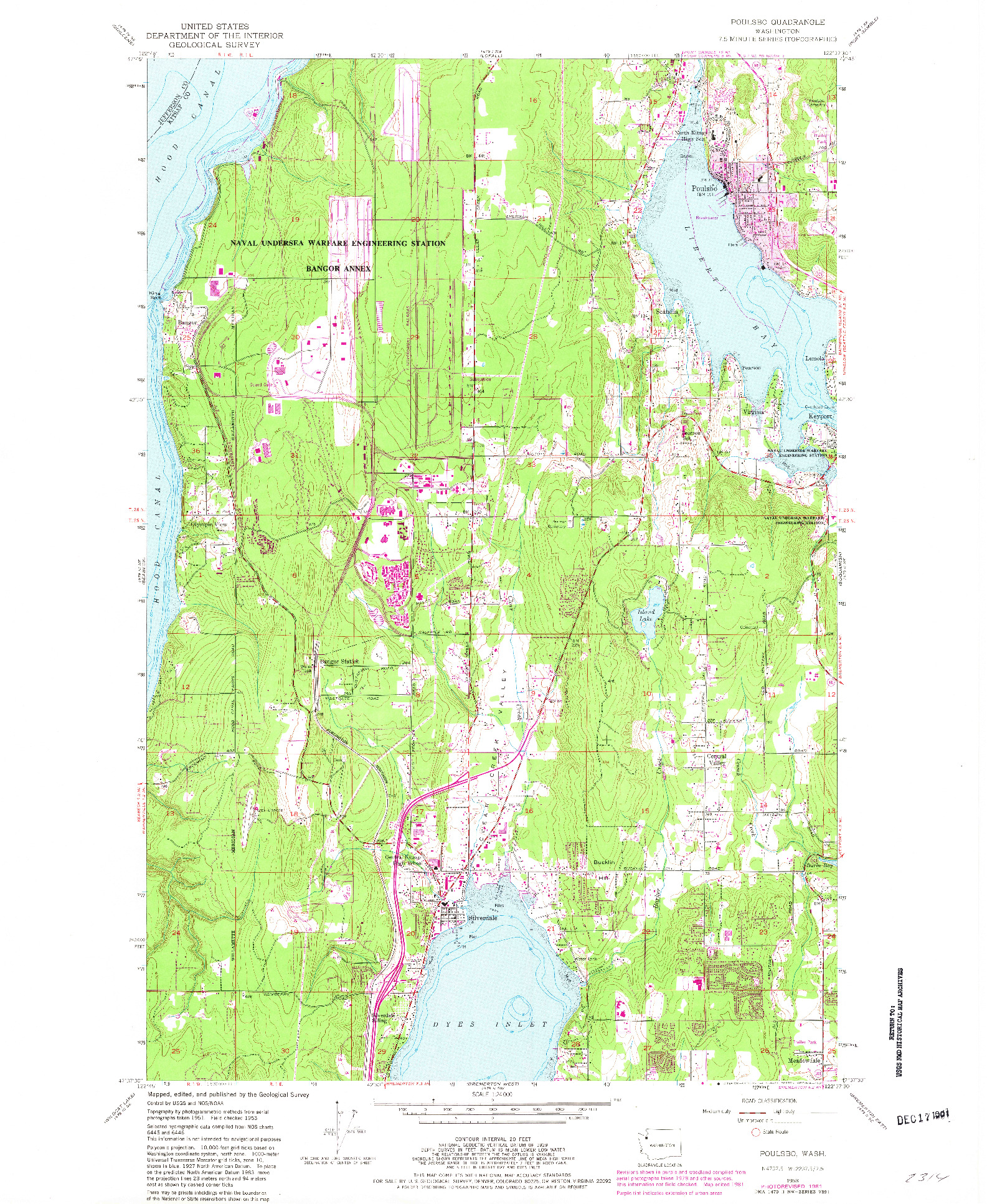 USGS 1:24000-SCALE QUADRANGLE FOR POULSBO, WA 1953