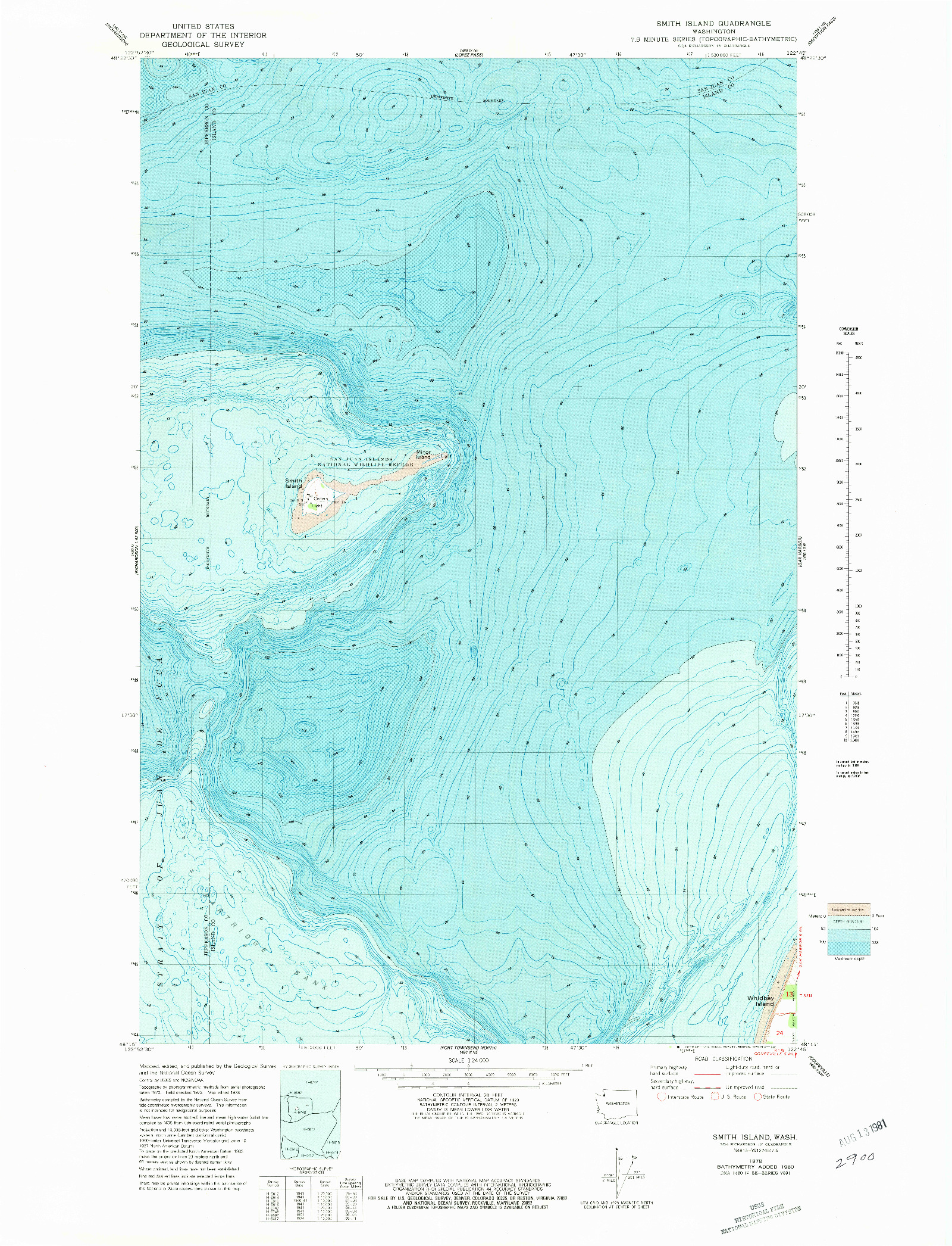 USGS 1:24000-SCALE QUADRANGLE FOR SMITH ISLAND, WA 1978
