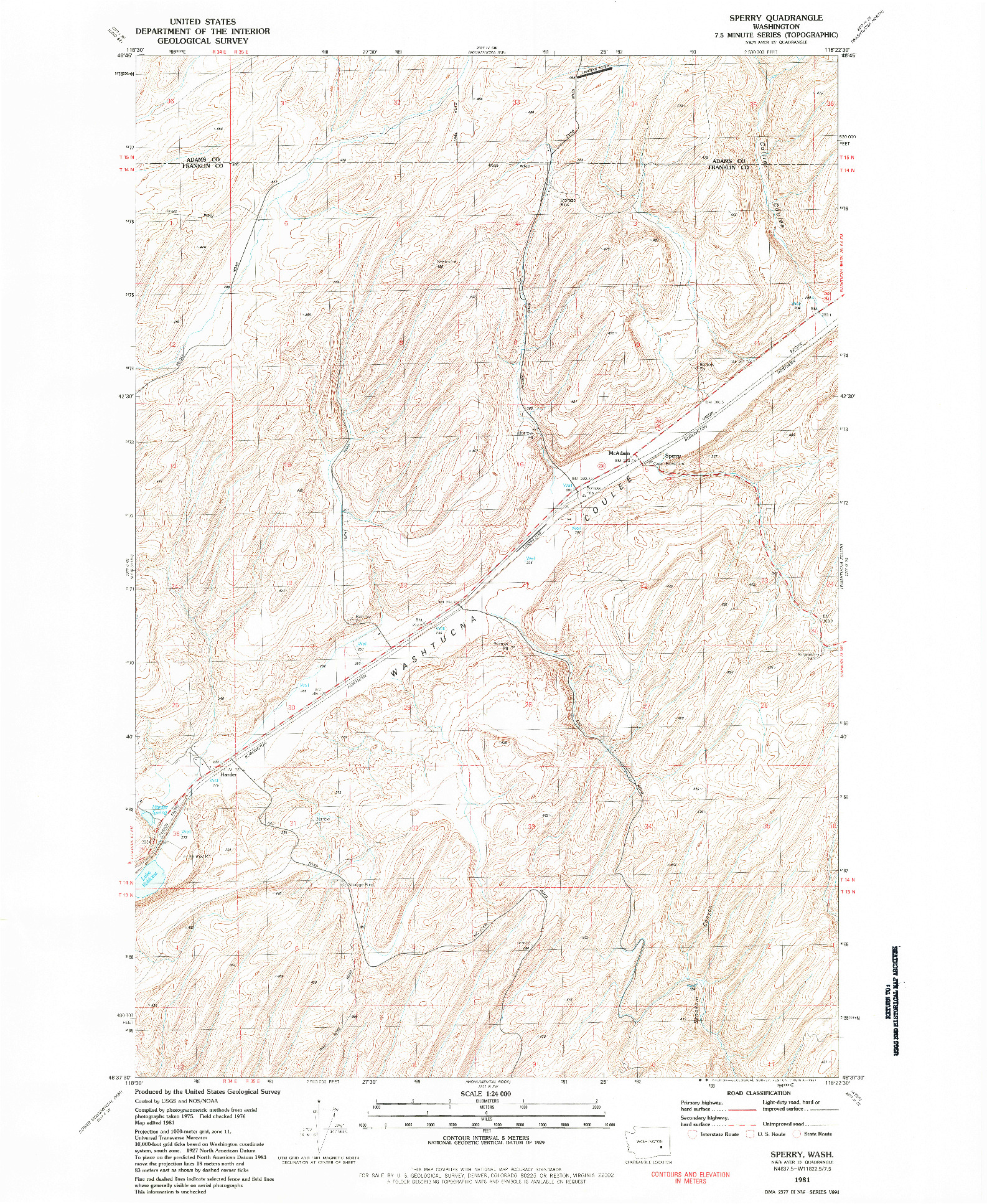 USGS 1:24000-SCALE QUADRANGLE FOR SPERRY, WA 1981