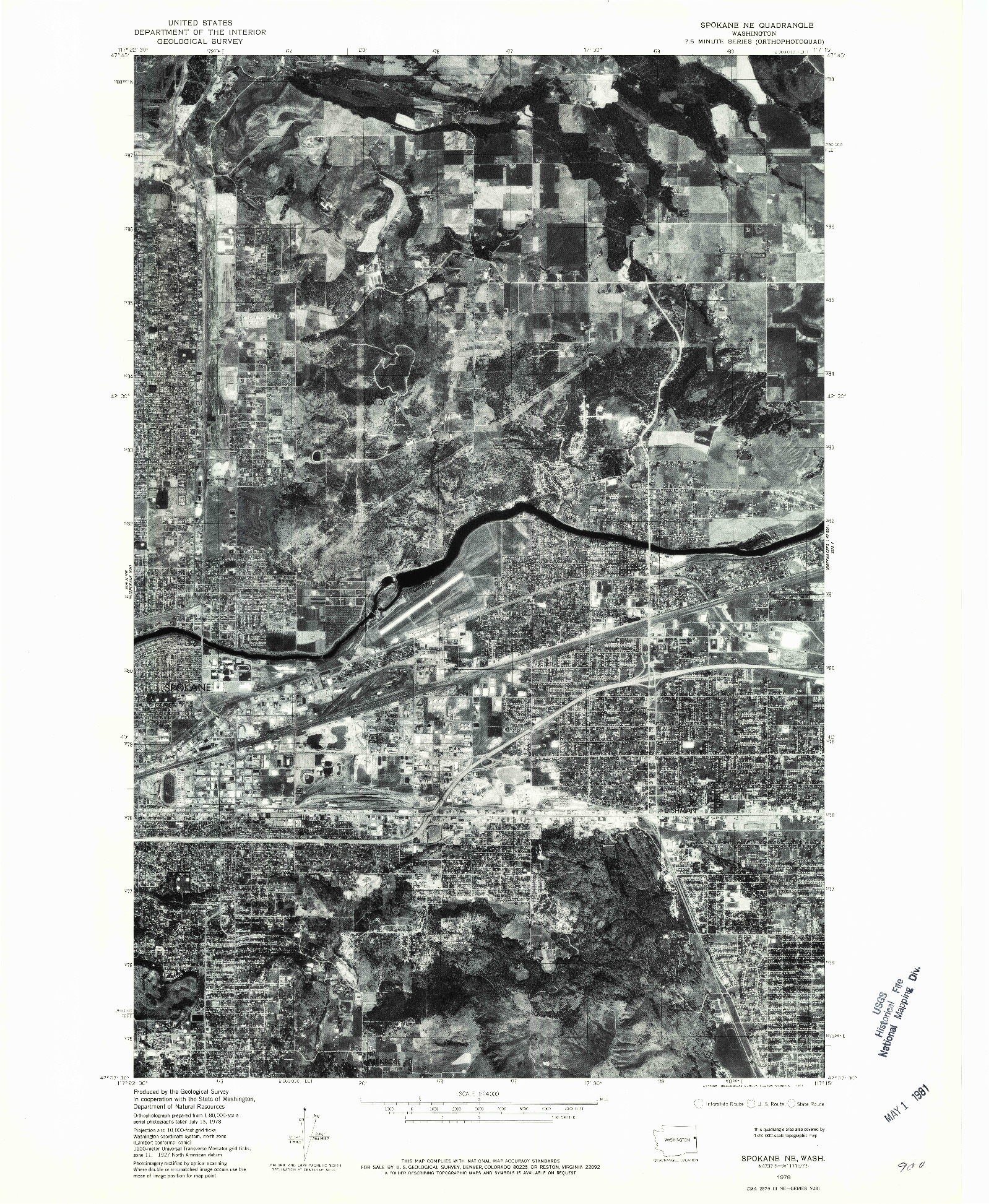 USGS 1:24000-SCALE QUADRANGLE FOR SPOKANE NE, WA 1978