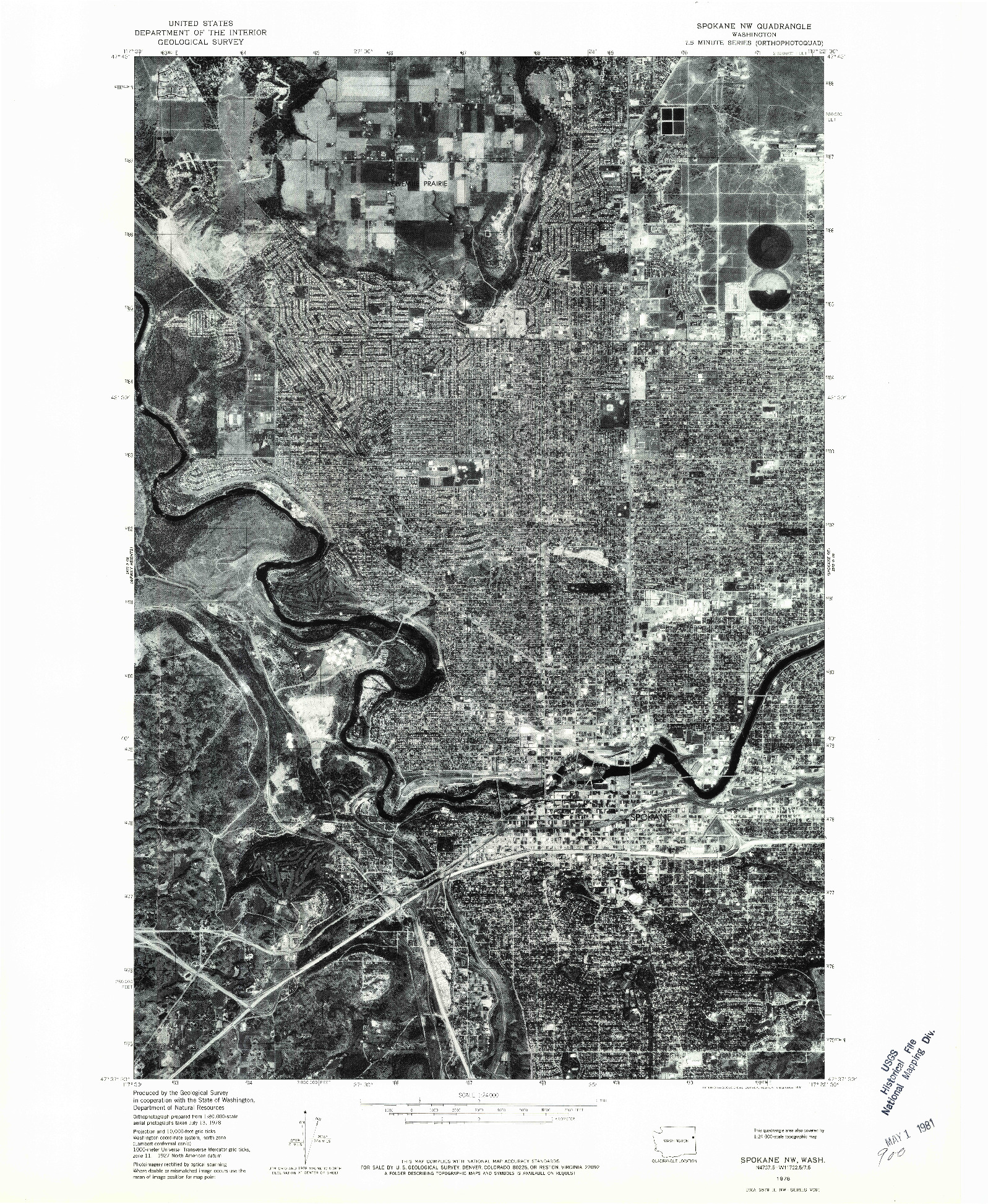 USGS 1:24000-SCALE QUADRANGLE FOR SPOKANE NW, WA 1978
