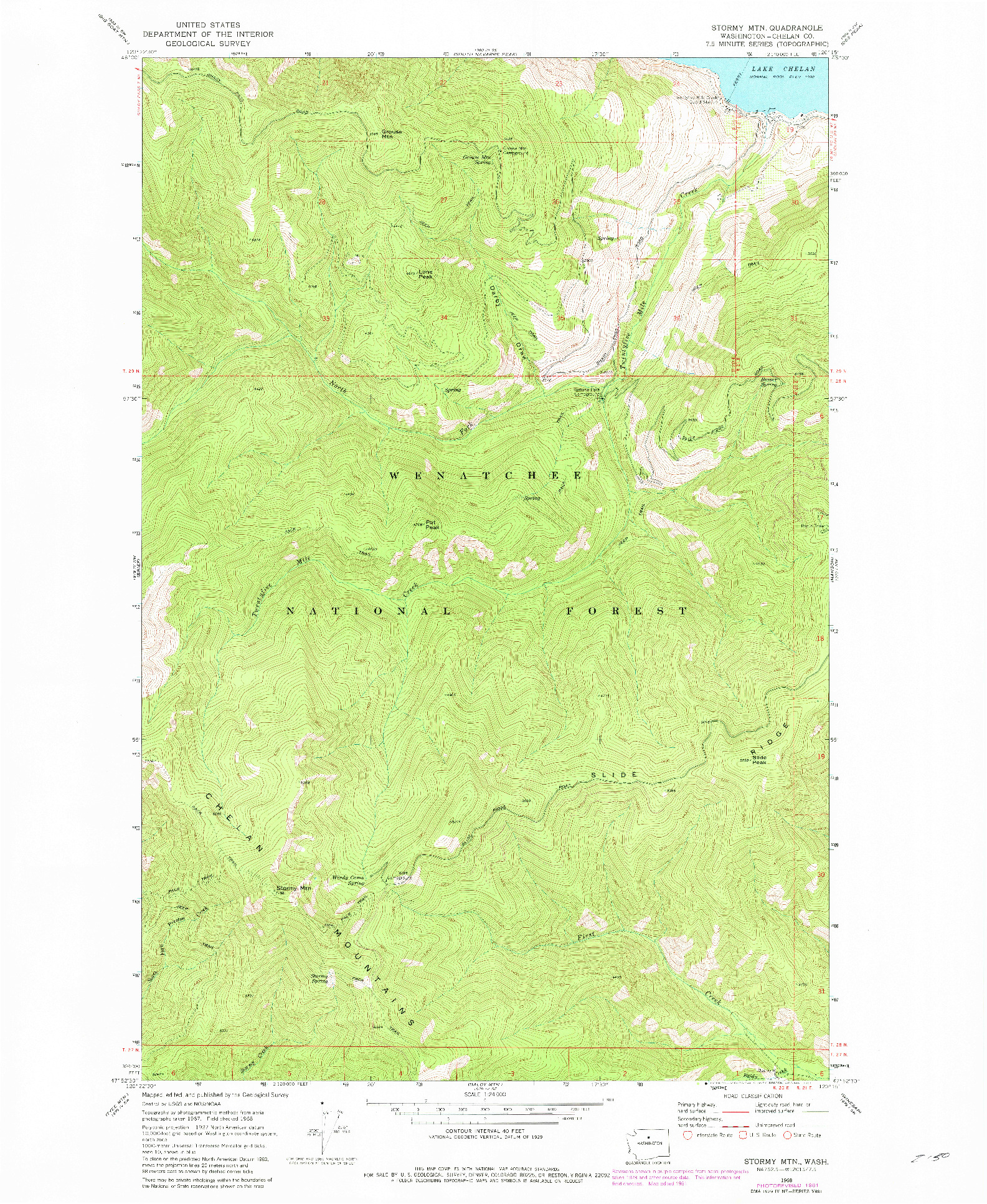 USGS 1:24000-SCALE QUADRANGLE FOR STORMY MTN., WA 1968