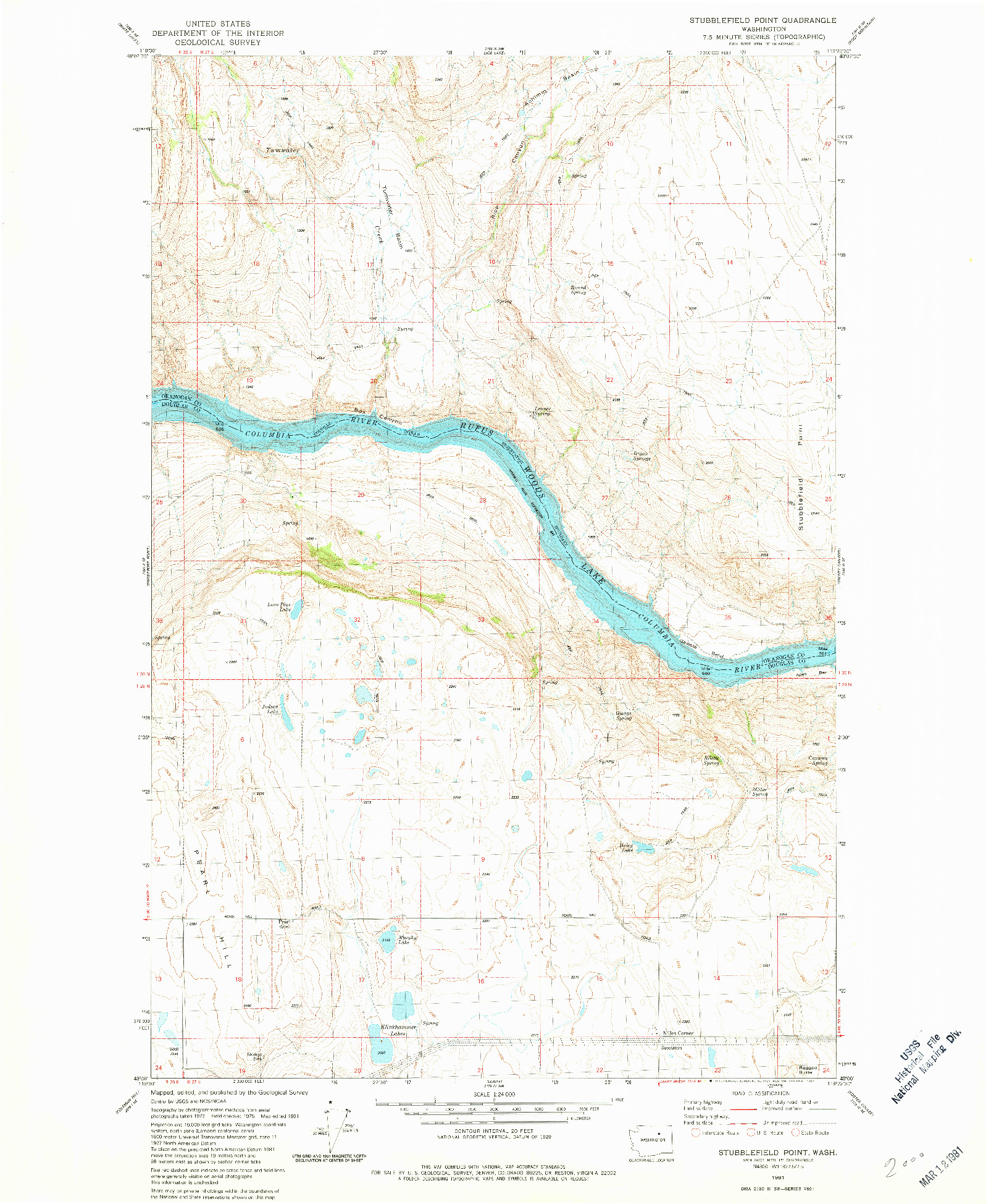 USGS 1:24000-SCALE QUADRANGLE FOR STUBBLEFIELD POINT, WA 1981