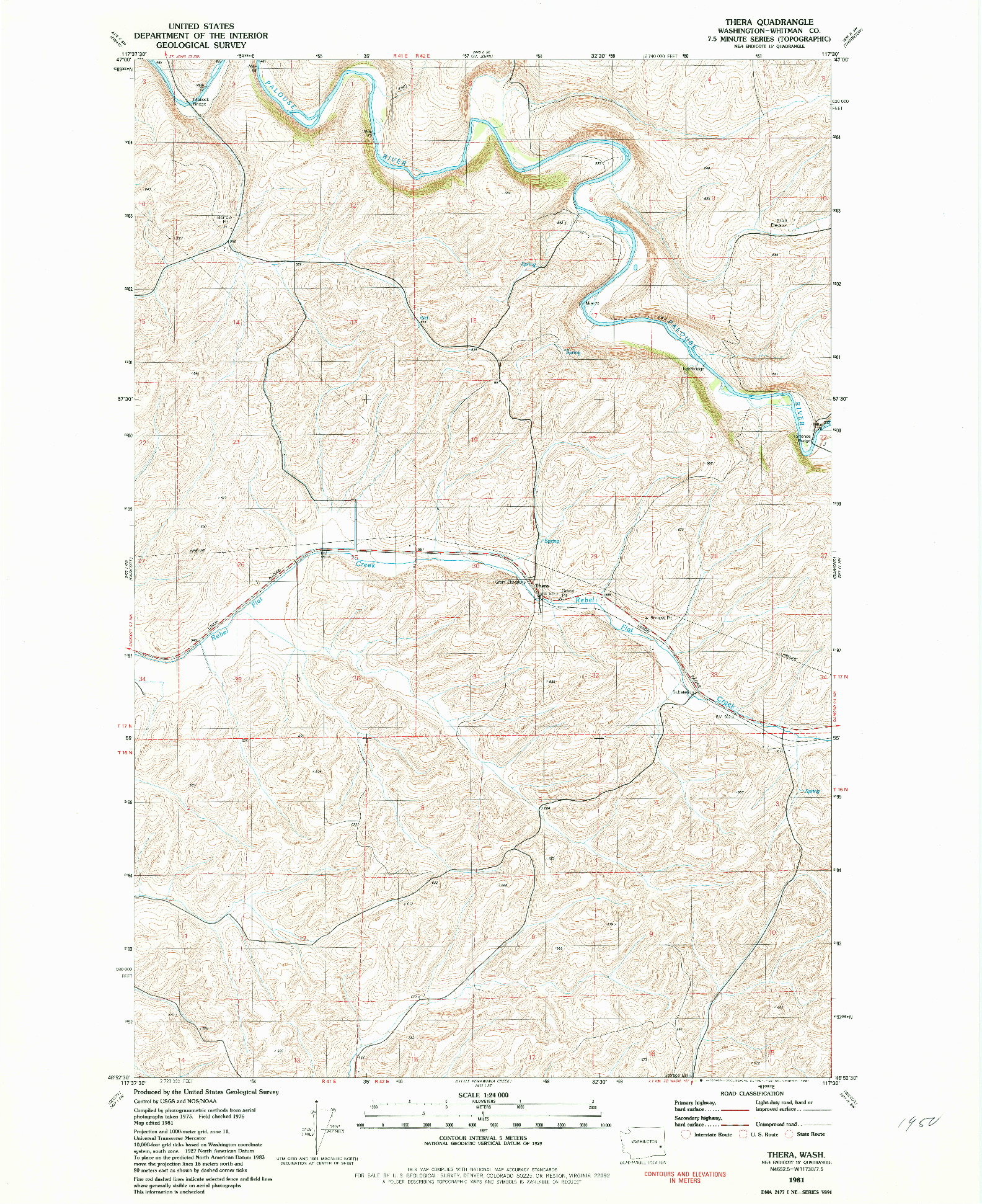 USGS 1:24000-SCALE QUADRANGLE FOR THERA, WA 1981