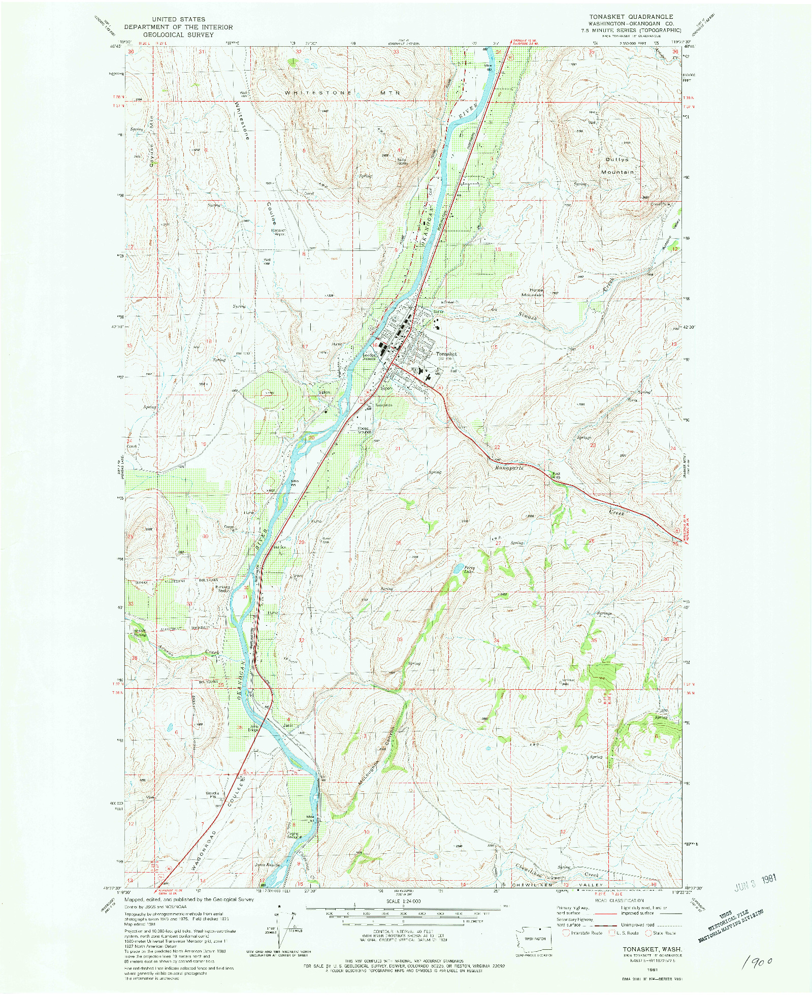 USGS 1:24000-SCALE QUADRANGLE FOR TONASKET, WA 1981