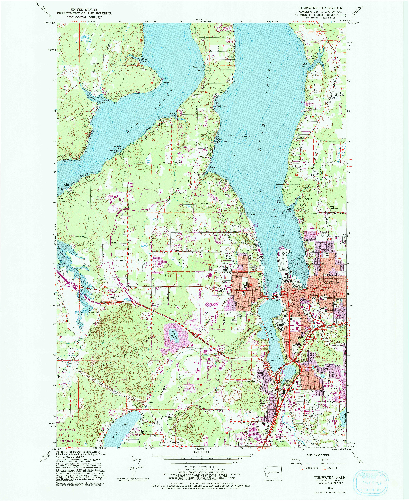 USGS 1:24000-SCALE QUADRANGLE FOR TUMWATER, WA 1959