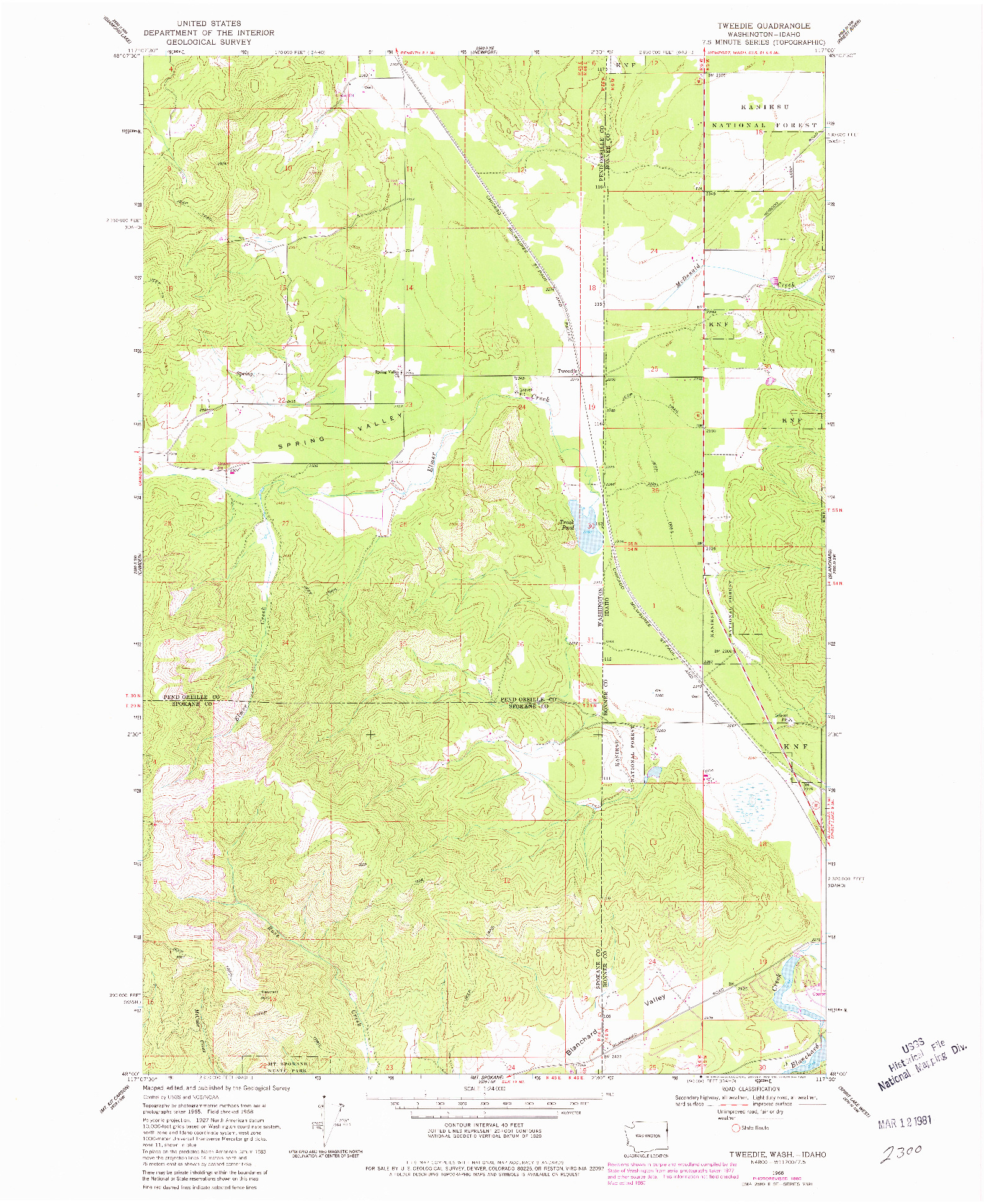 USGS 1:24000-SCALE QUADRANGLE FOR TWEEDIE, WA 1968