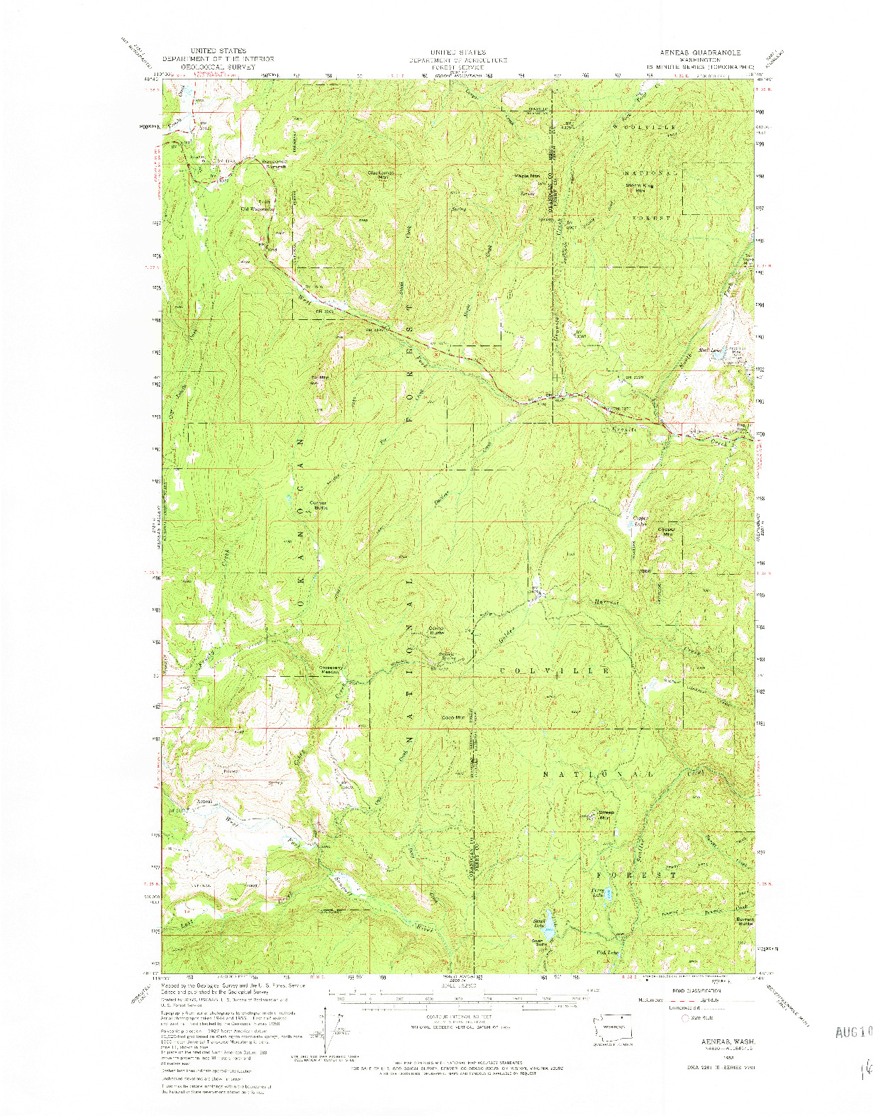 USGS 1:62500-SCALE QUADRANGLE FOR AENEAS, WA 1958