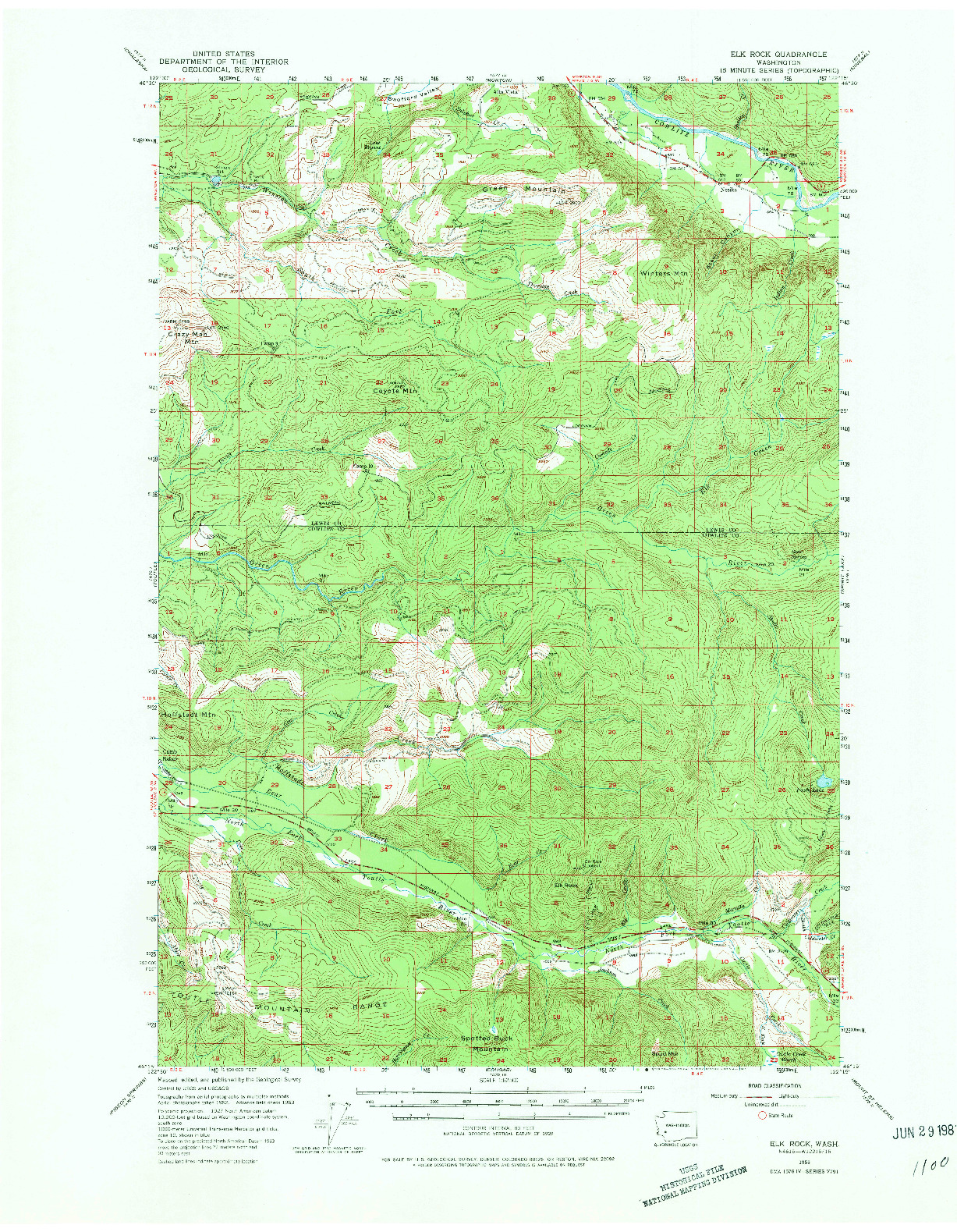 USGS 1:62500-SCALE QUADRANGLE FOR ELK ROCK, WA 1953