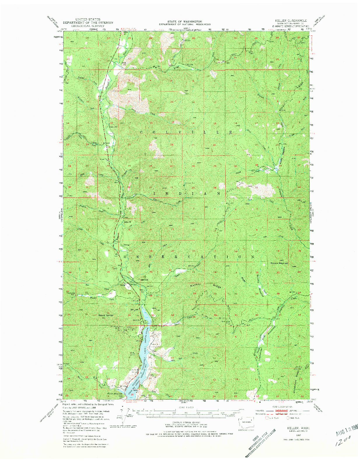 USGS 1:62500-SCALE QUADRANGLE FOR KELLER, WA 1952