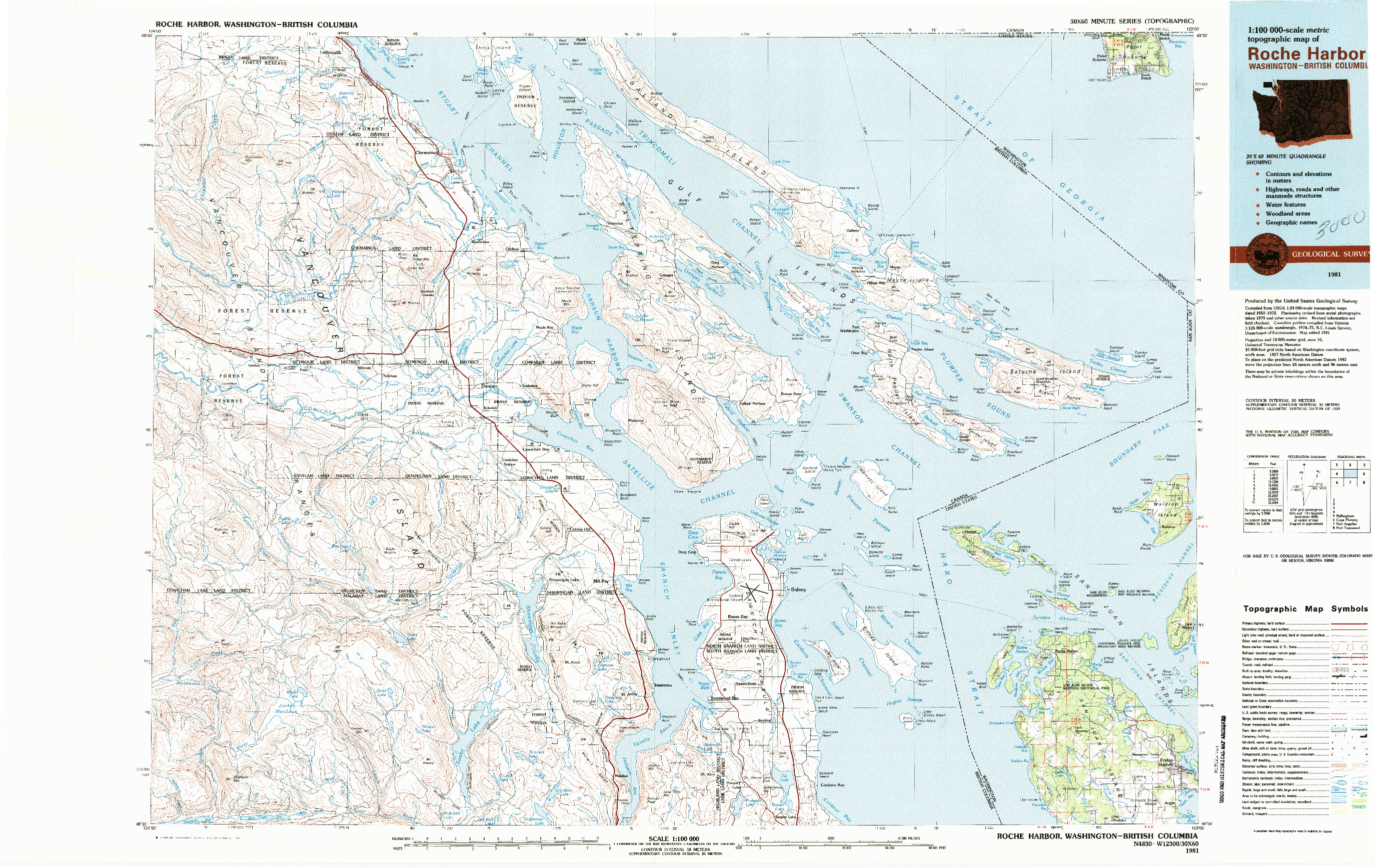 USGS 1:100000-SCALE QUADRANGLE FOR ROCHE HARBOR, WA 1981