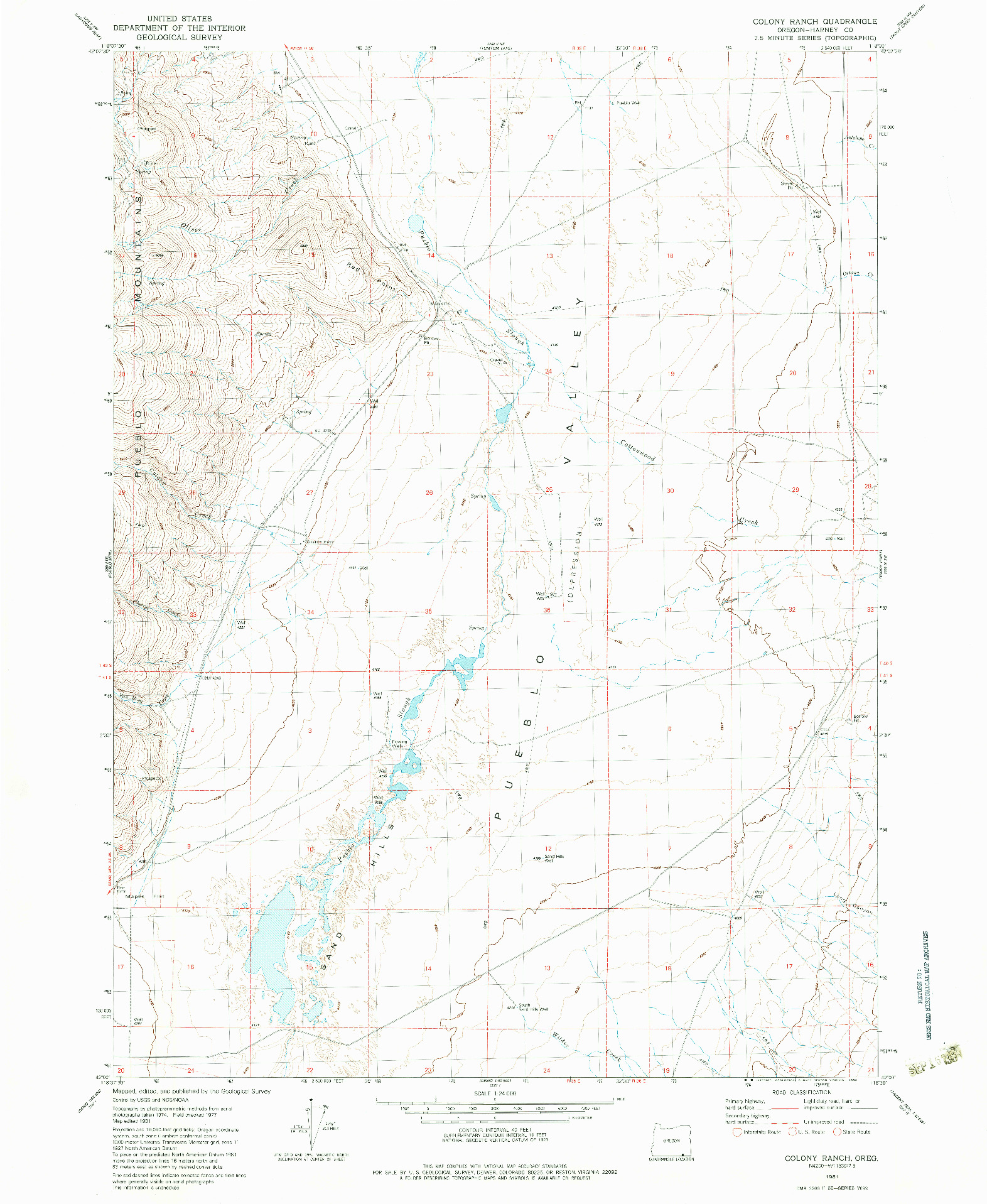 USGS 1:24000-SCALE QUADRANGLE FOR COLONY RANCH, OR 1981