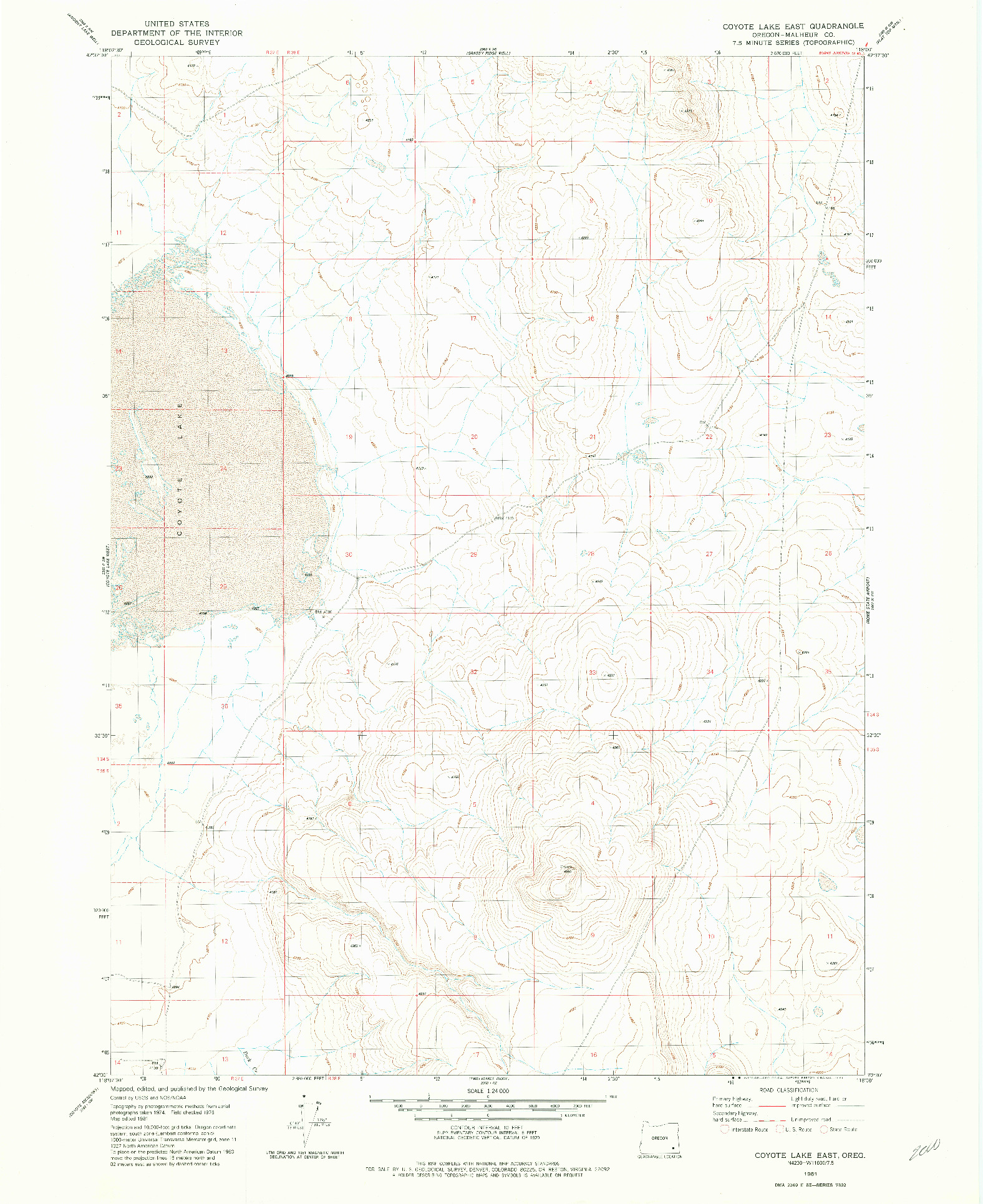 USGS 1:24000-SCALE QUADRANGLE FOR COYOTE LAKE EAST, OR 1981