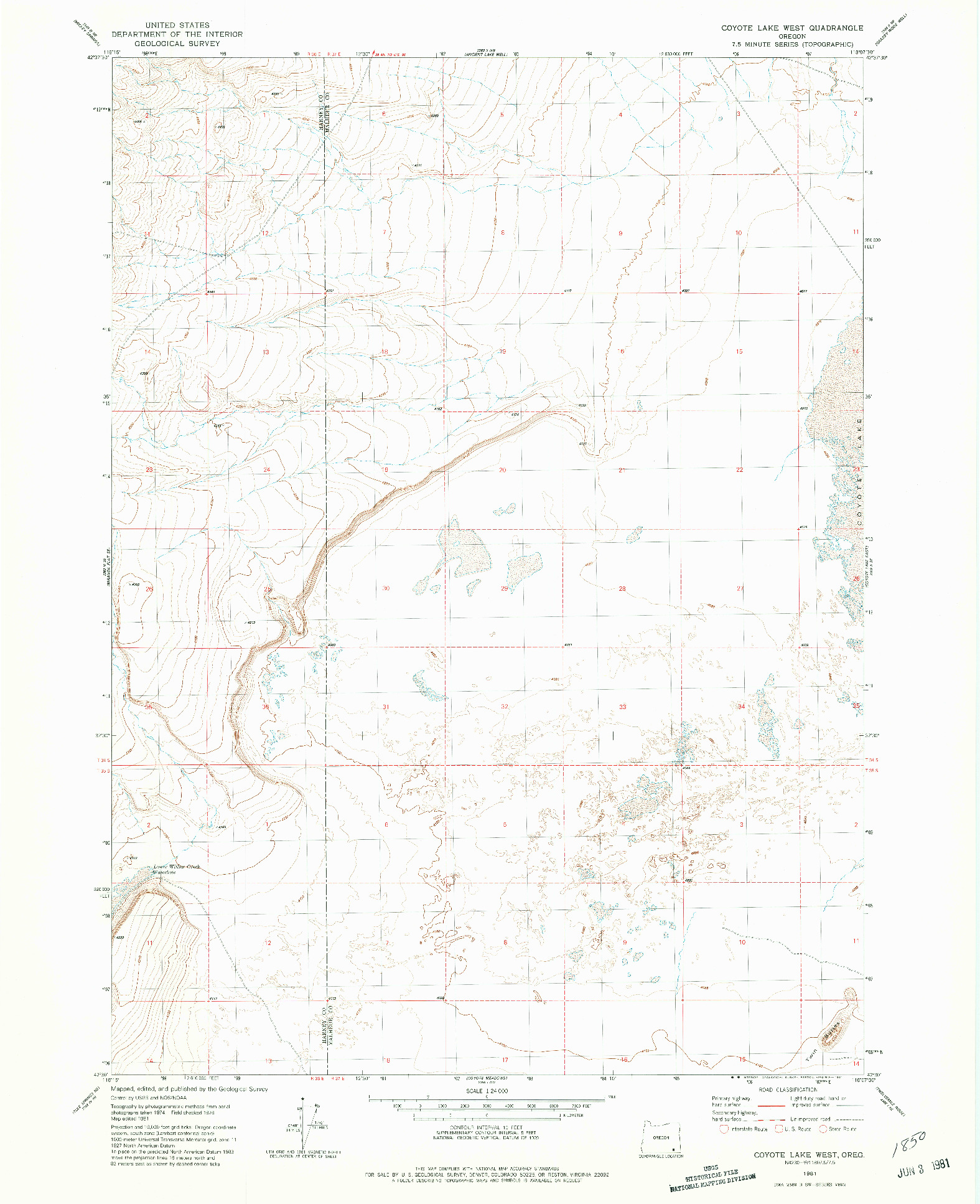 USGS 1:24000-SCALE QUADRANGLE FOR COYOTE LAKE WEST, OR 1981