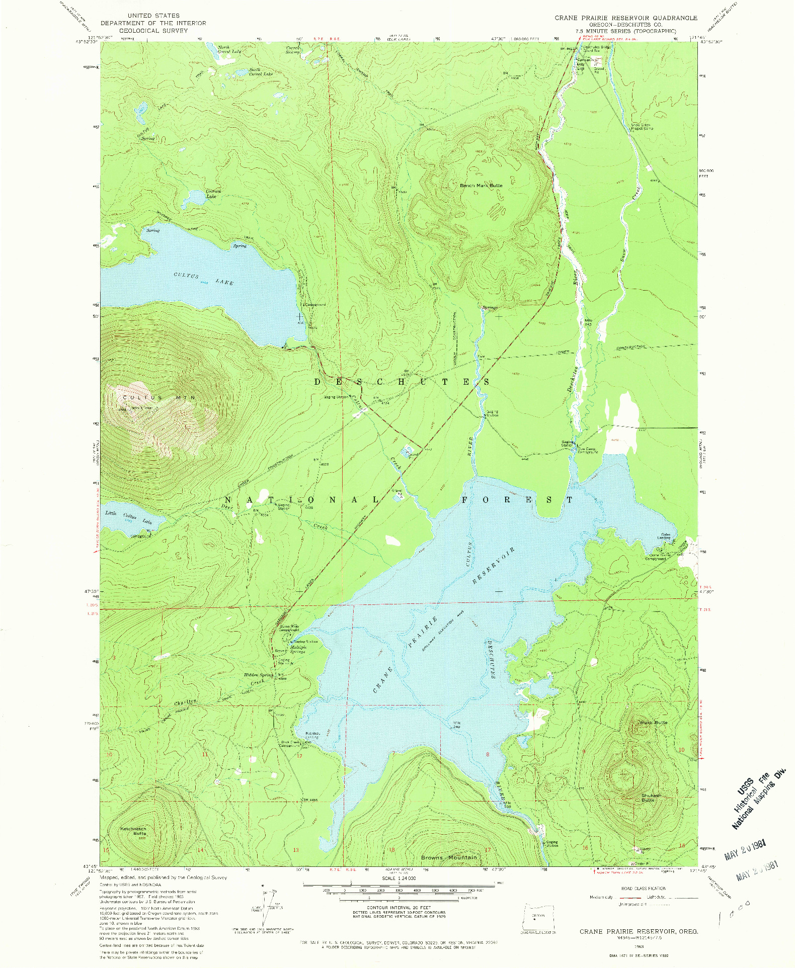 USGS 1:24000-SCALE QUADRANGLE FOR CRANE PRAIRIE RESERVOIR, OR 1963