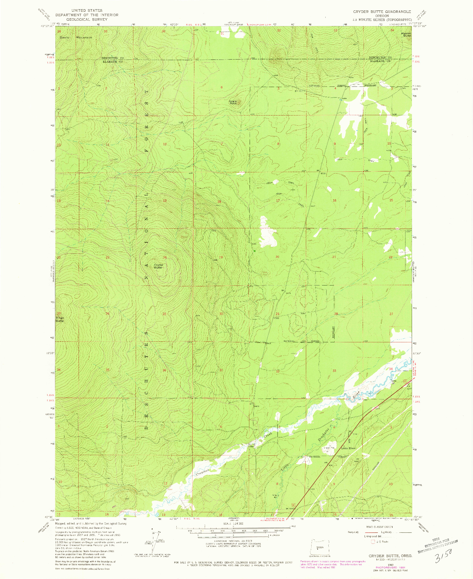 USGS 1:24000-SCALE QUADRANGLE FOR CRYDER BUTTE, OR 1963