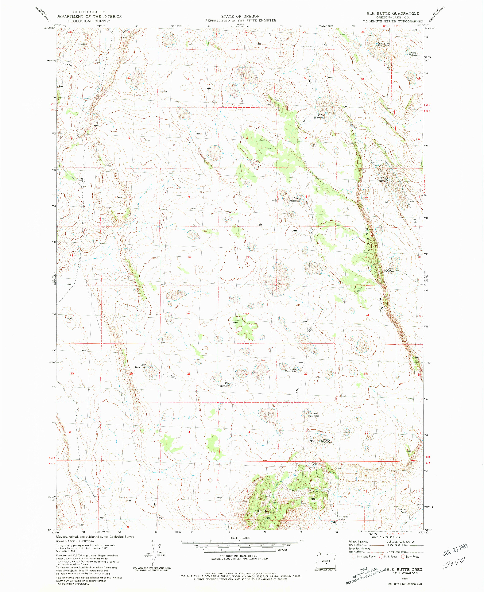 USGS 1:24000-SCALE QUADRANGLE FOR ELK BUTTE, OR 1981