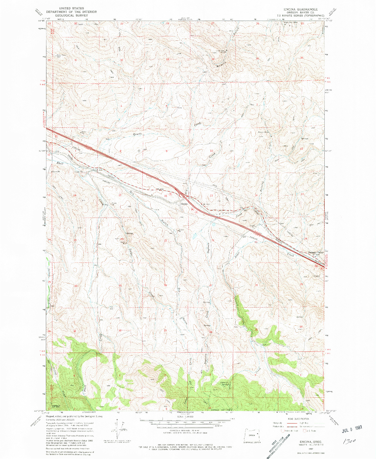 USGS 1:24000-SCALE QUADRANGLE FOR ENCINA, OR 1967