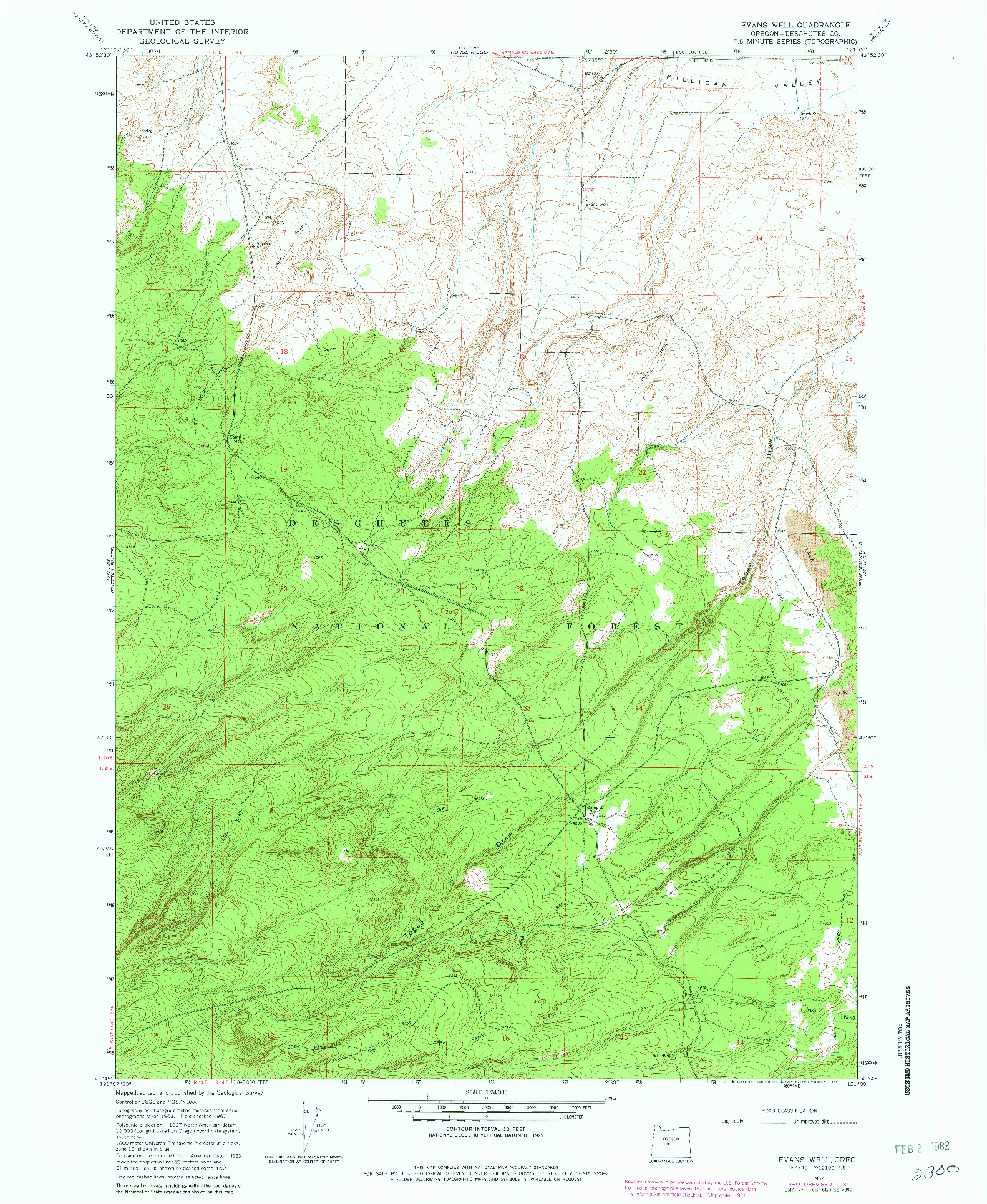 USGS 1:24000-SCALE QUADRANGLE FOR EVANS WELL, OR 1967