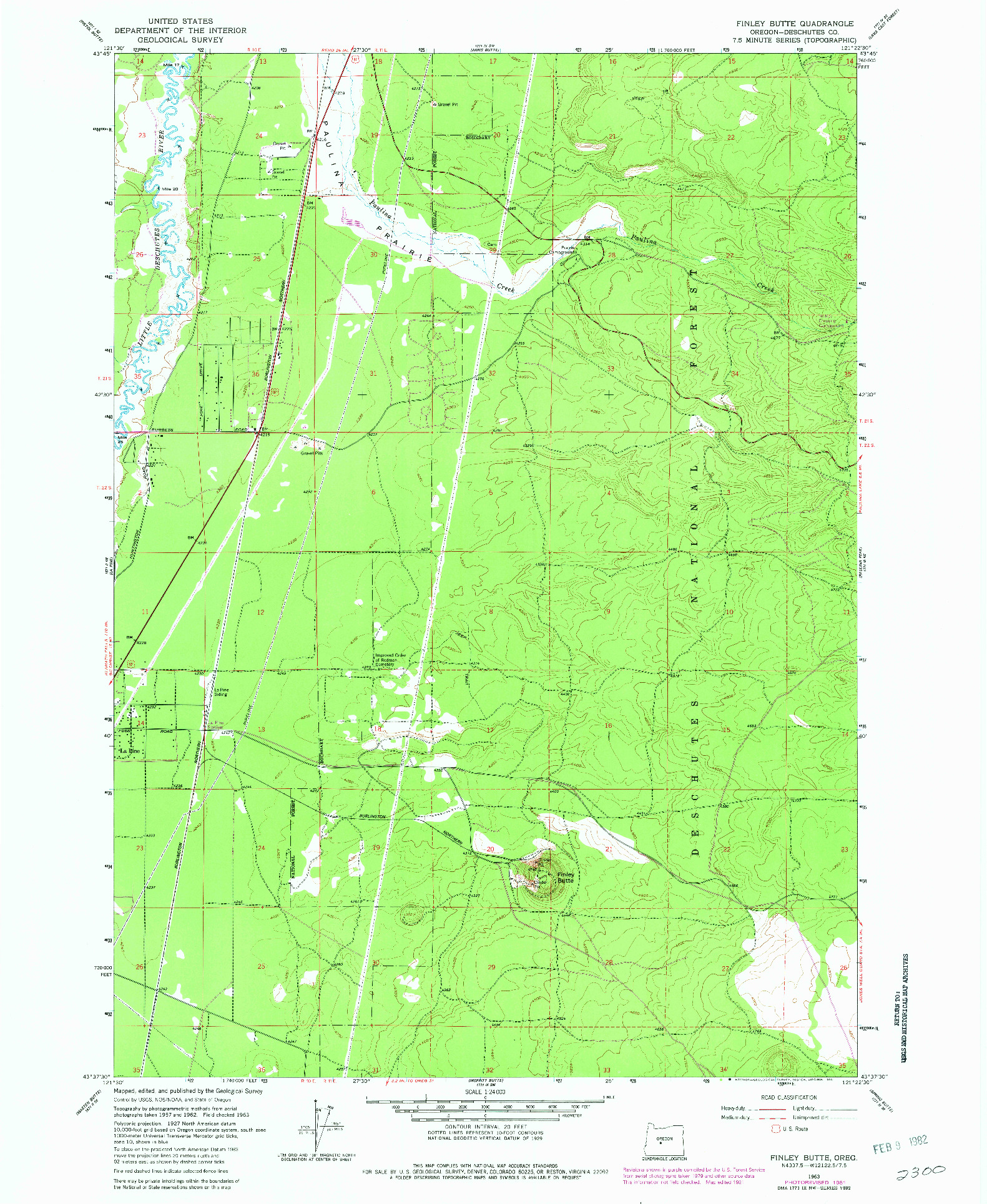 USGS 1:24000-SCALE QUADRANGLE FOR FINLEY BUTTE, OR 1963