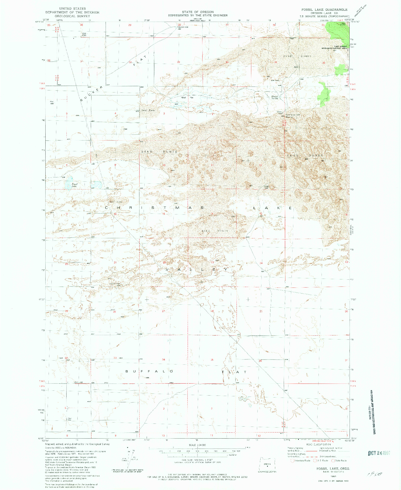 USGS 1:24000-SCALE QUADRANGLE FOR FOSSIL LAKE, OR 1981