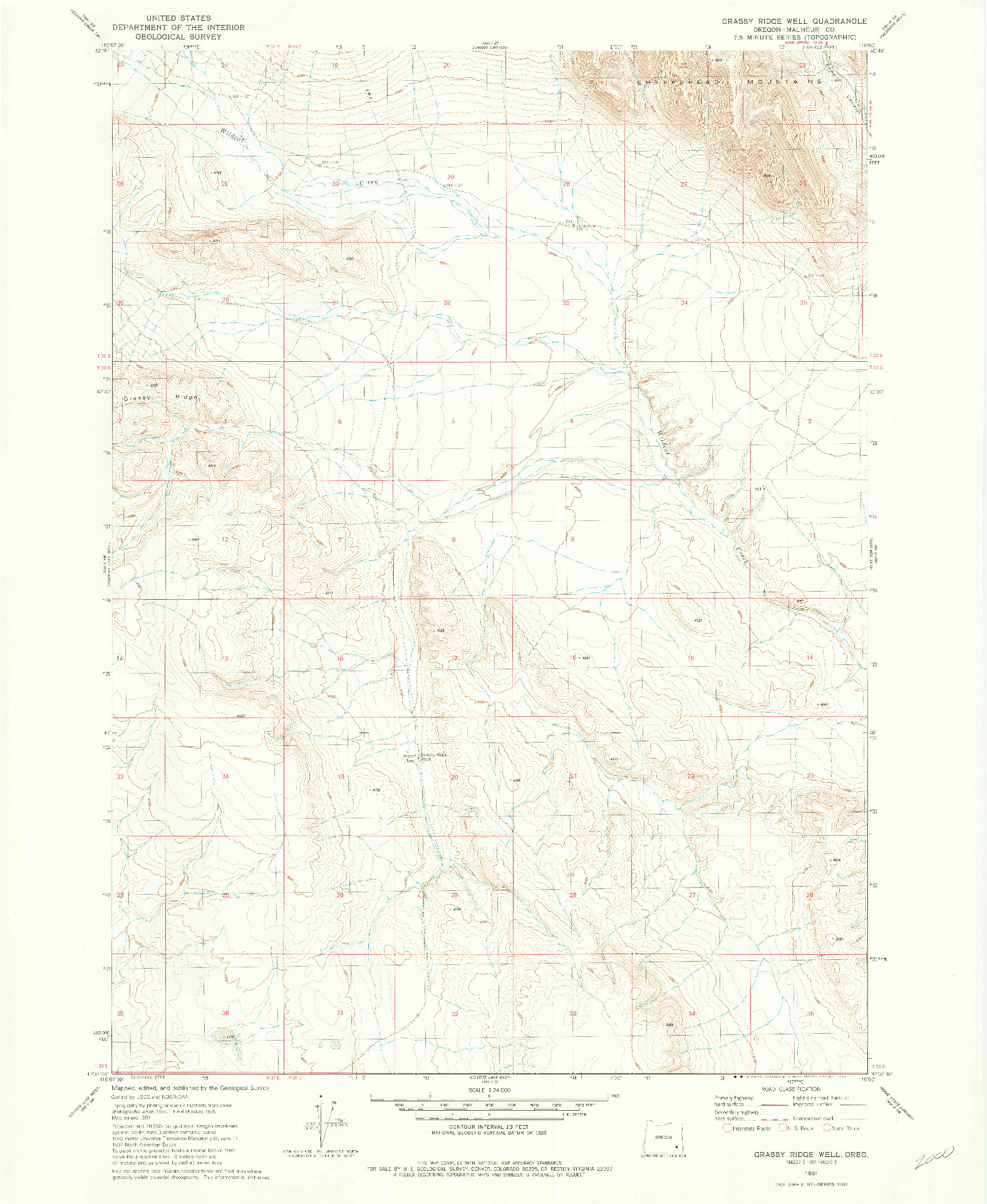 USGS 1:24000-SCALE QUADRANGLE FOR GRASSY RIDGE WELL, OR 1981