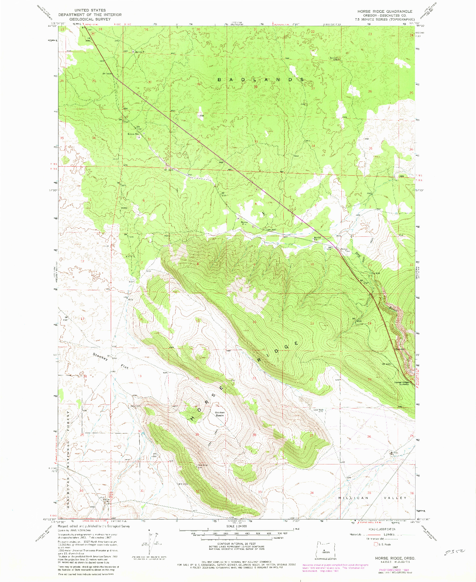 USGS 1:24000-SCALE QUADRANGLE FOR HORSE RIDGE, OR 1967
