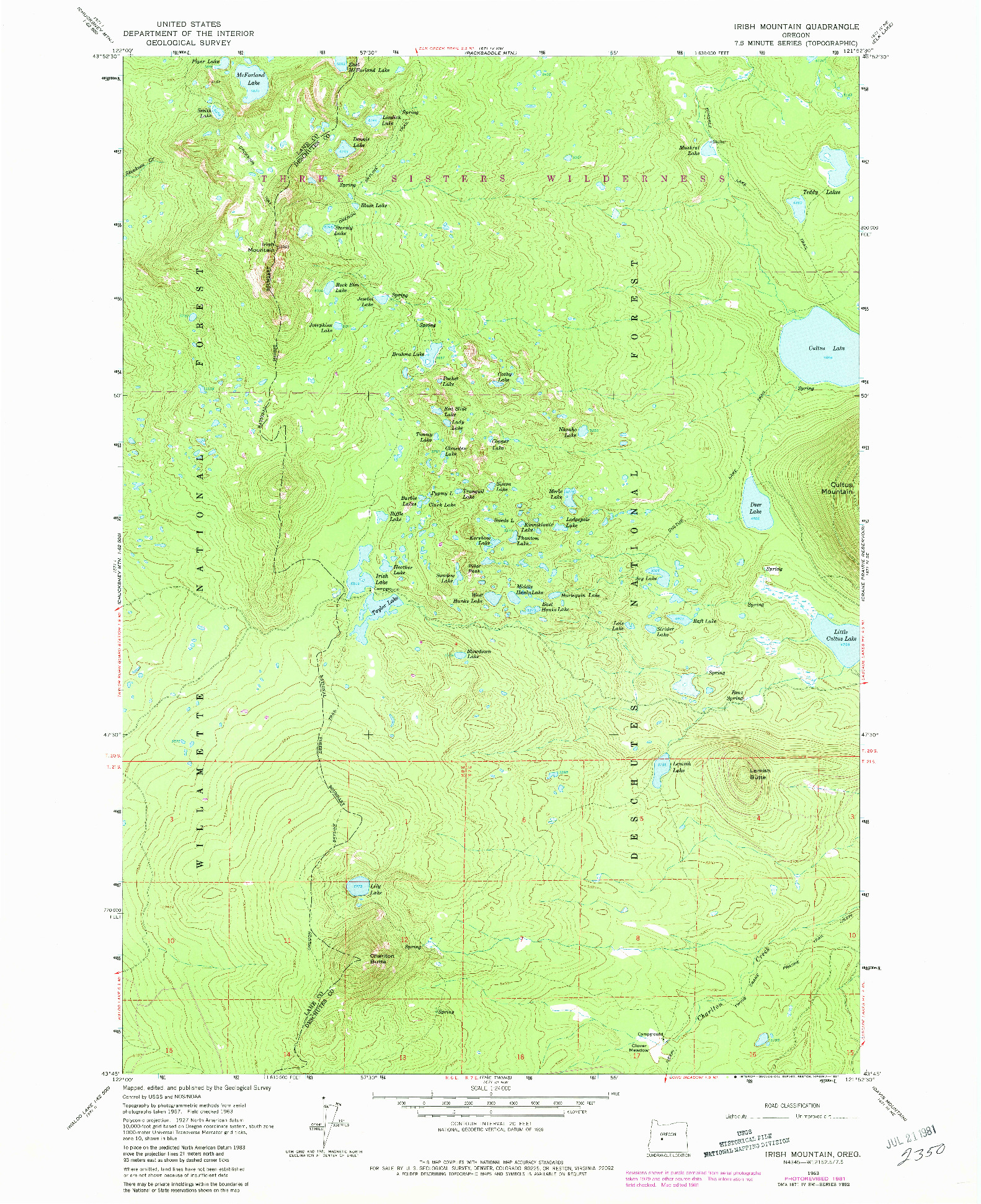 USGS 1:24000-SCALE QUADRANGLE FOR IRISH MOUNTAIN, OR 1963