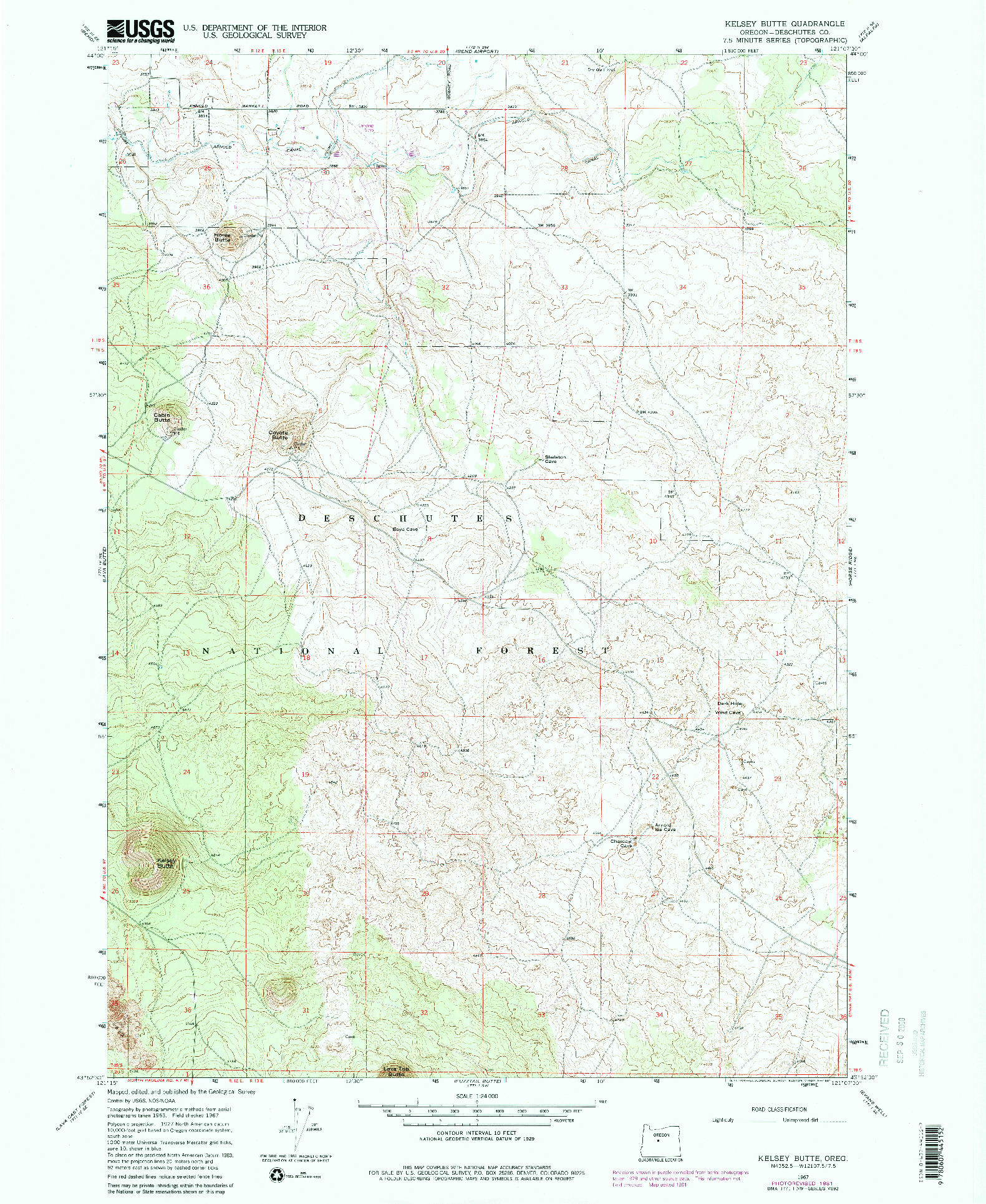 USGS 1:24000-SCALE QUADRANGLE FOR KELSEY BUTTE, OR 1967