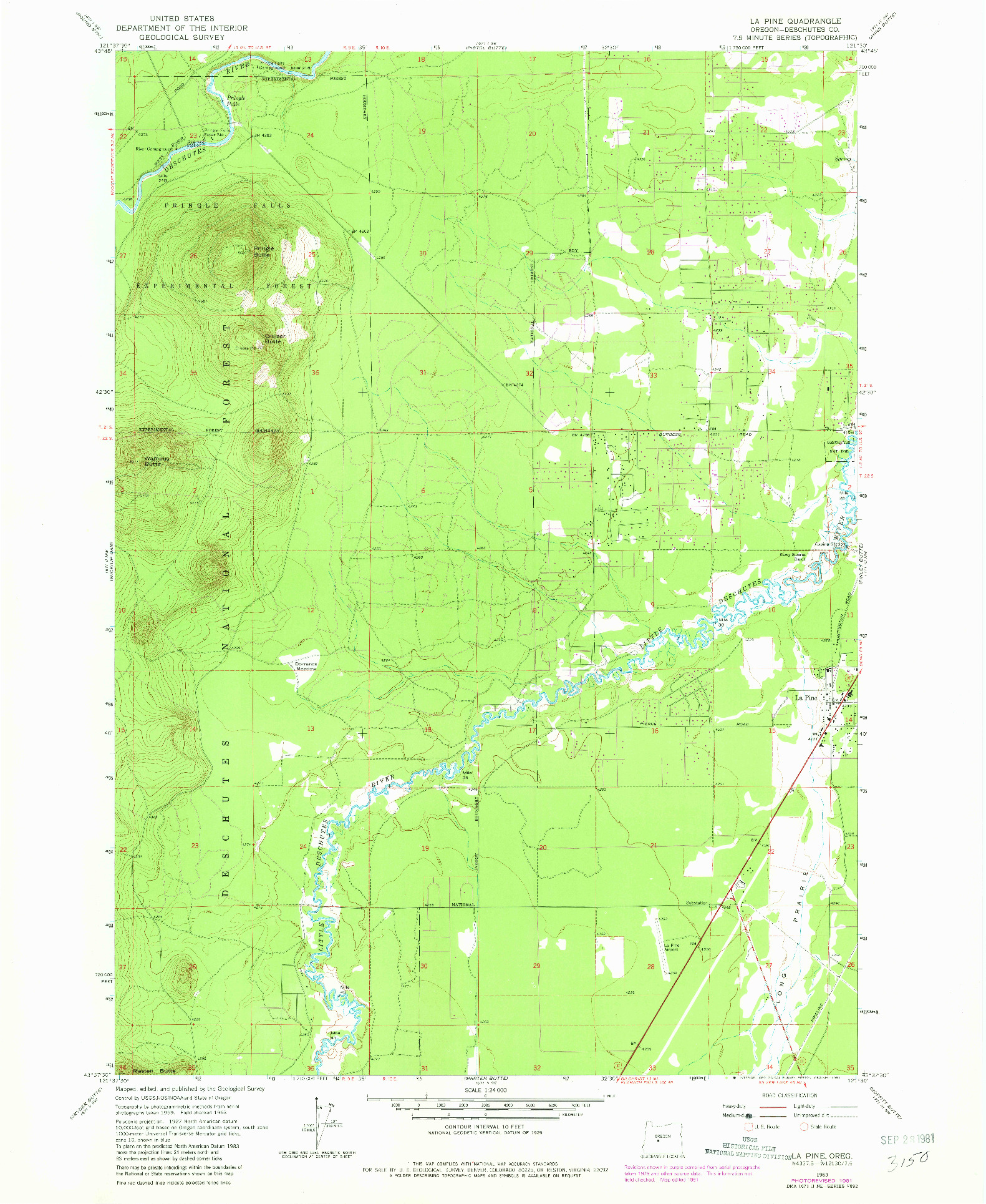 USGS 1:24000-SCALE QUADRANGLE FOR LA PINE, OR 1963