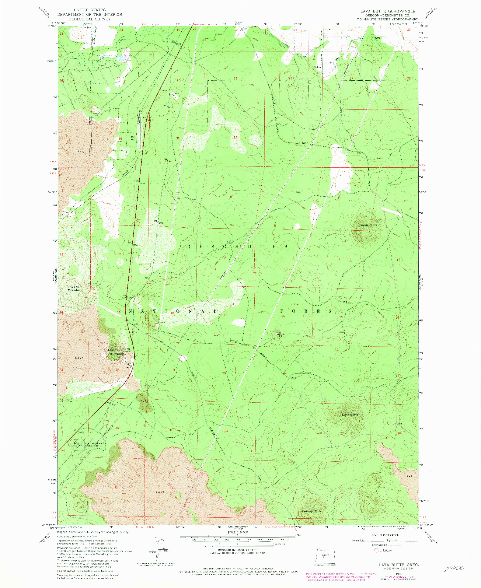 USGS 1:24000-SCALE QUADRANGLE FOR LAVA BUTTE, OR 1963