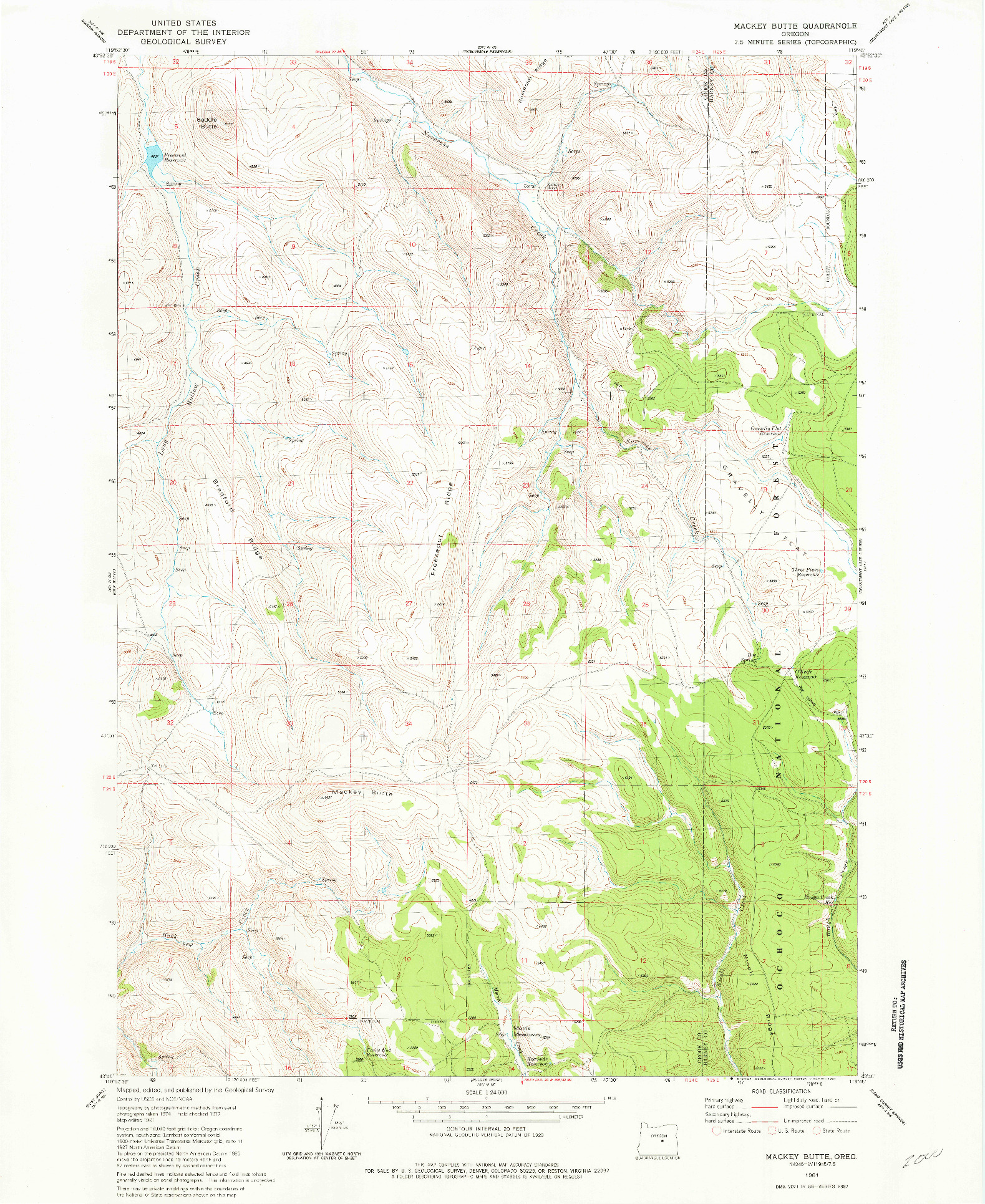 USGS 1:24000-SCALE QUADRANGLE FOR MACKEY BUTTE, OR 1981