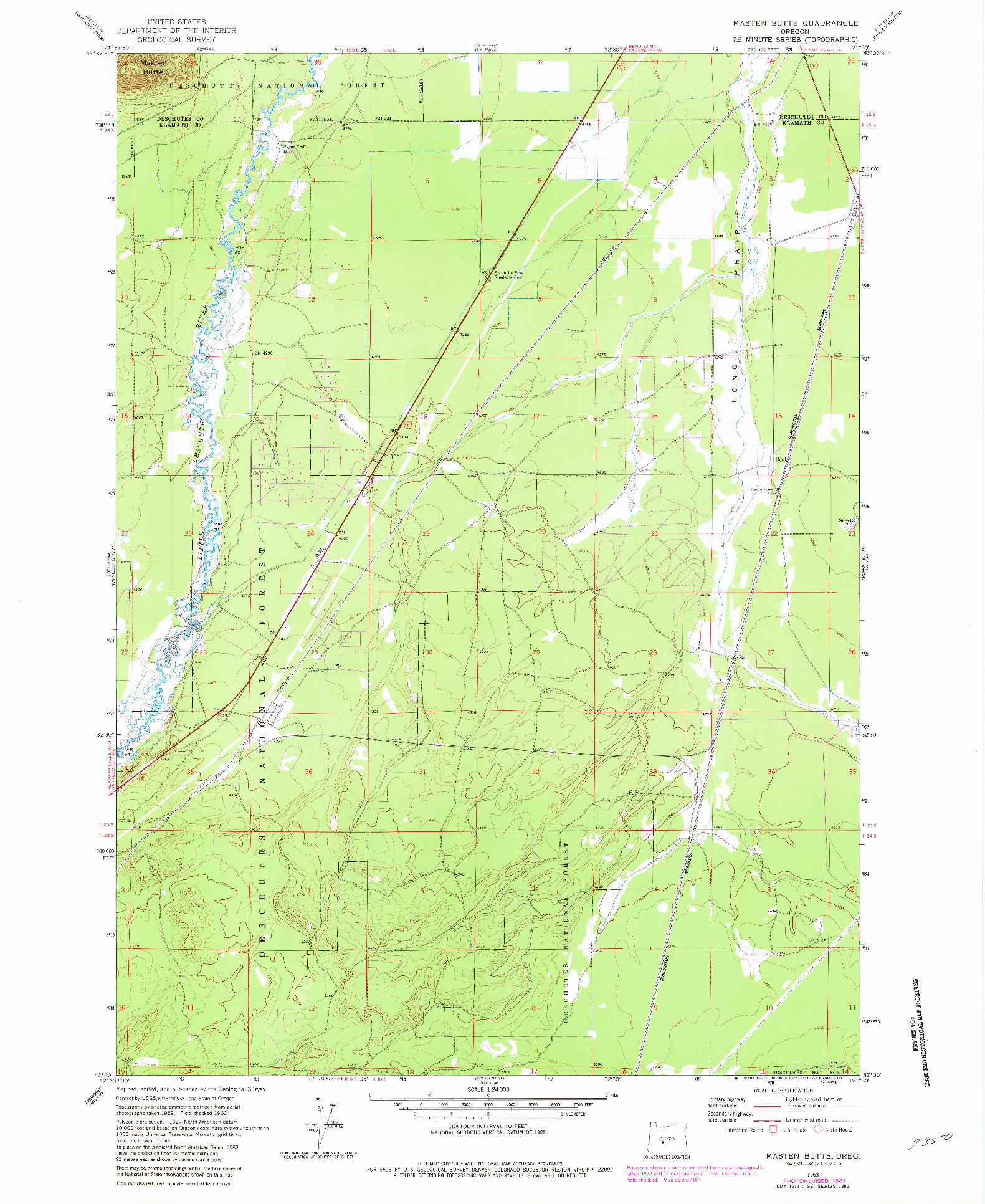 USGS 1:24000-SCALE QUADRANGLE FOR MASTEN BUTTE, OR 1963