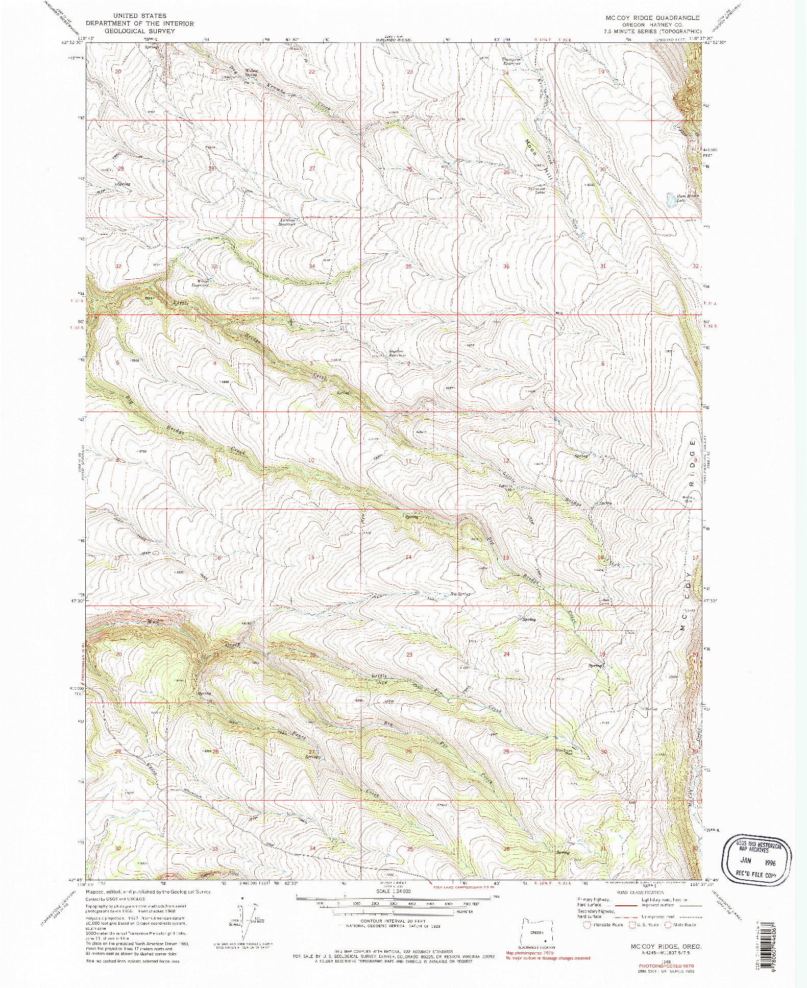 USGS 1:24000-SCALE QUADRANGLE FOR MC COY RIDGE, OR 1968