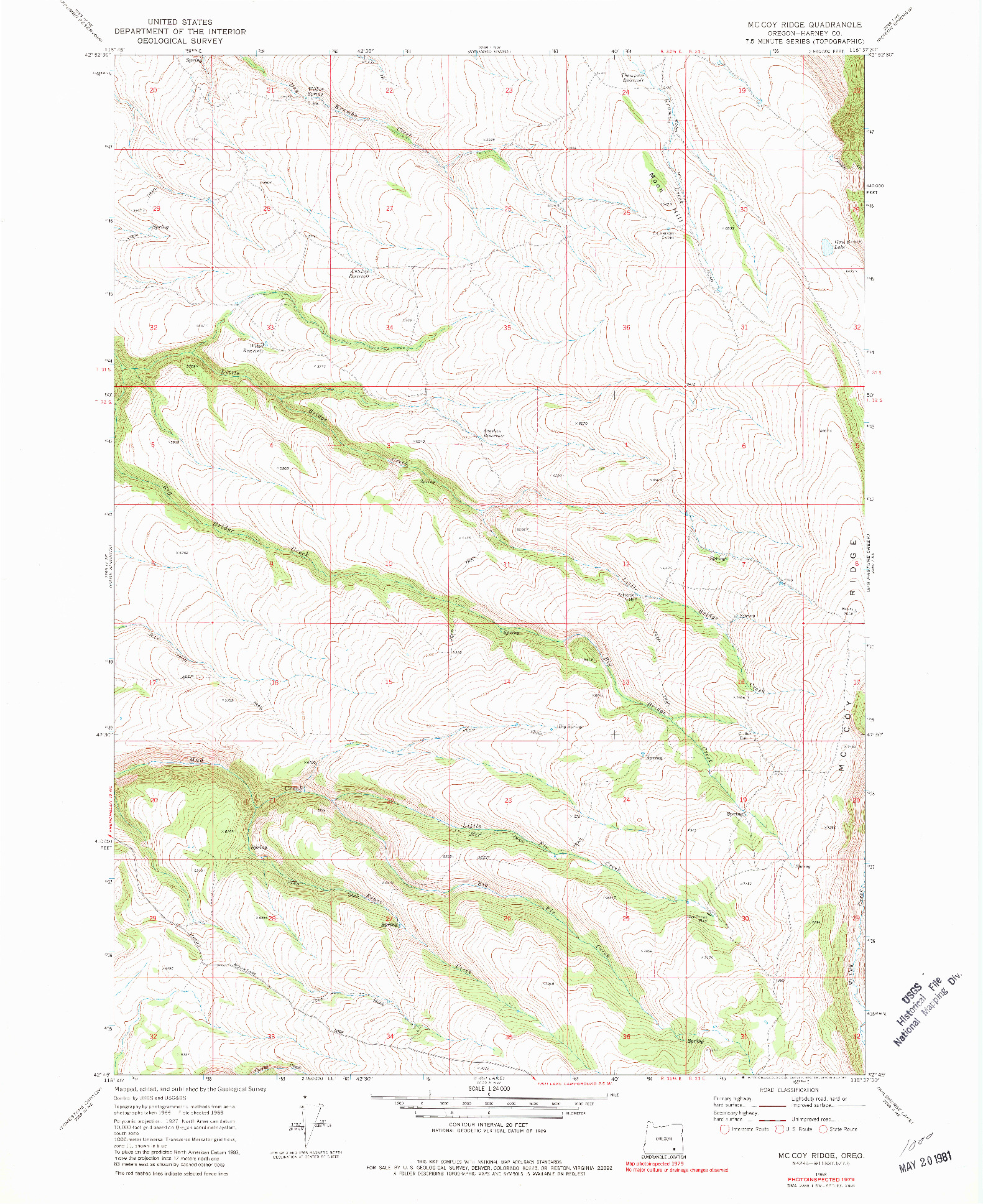 USGS 1:24000-SCALE QUADRANGLE FOR MC COY RIDGE, OR 1968