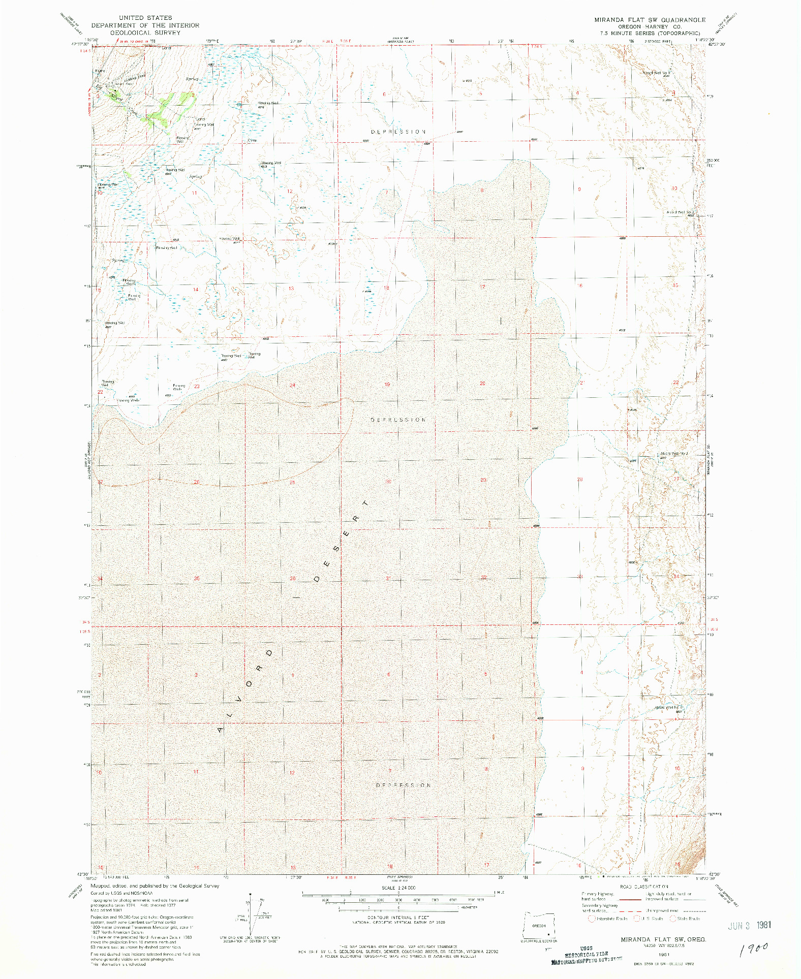 USGS 1:24000-SCALE QUADRANGLE FOR MIRANDA FLAT SW, OR 1981