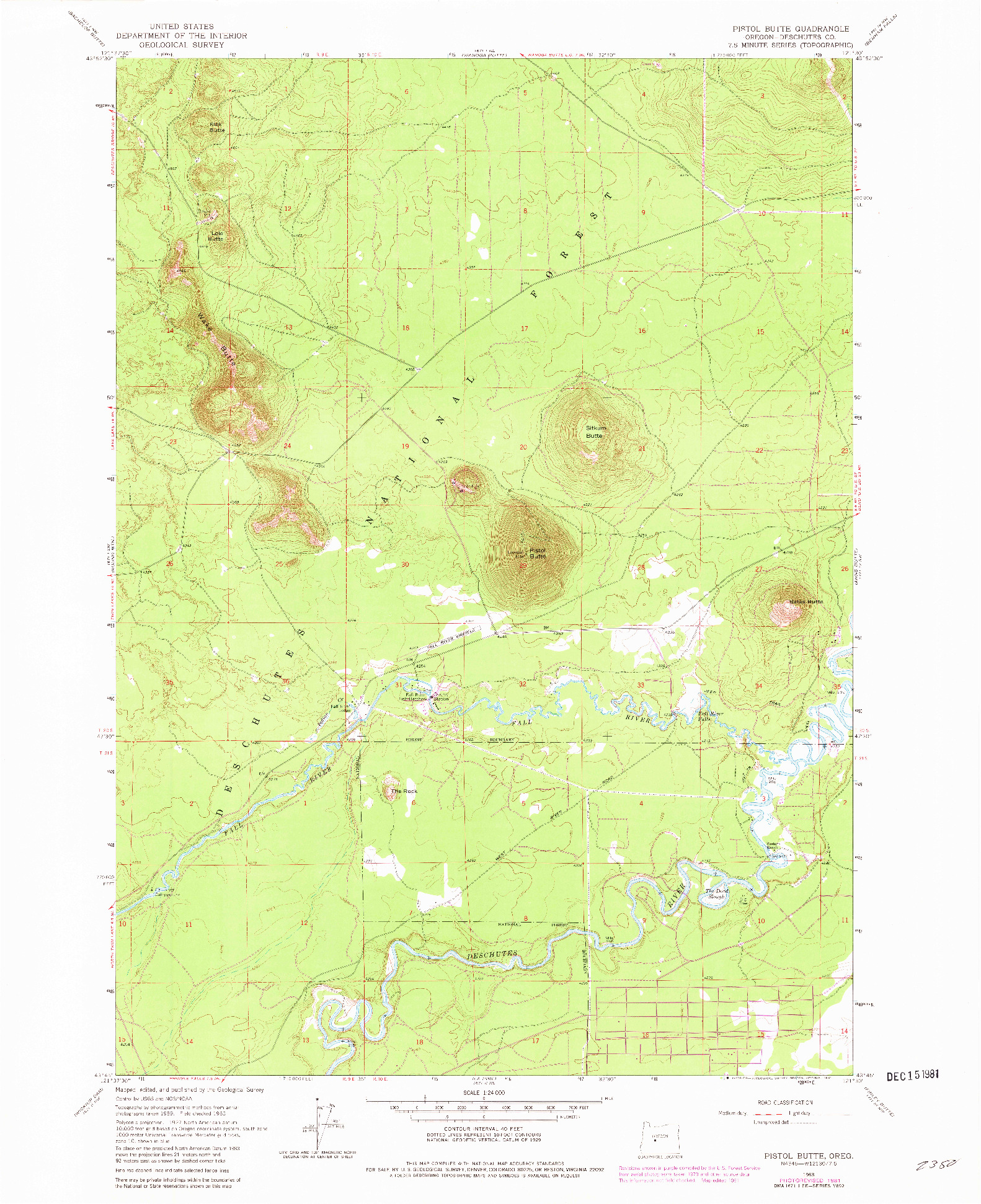 USGS 1:24000-SCALE QUADRANGLE FOR PISTOL BUTTE, OR 1963