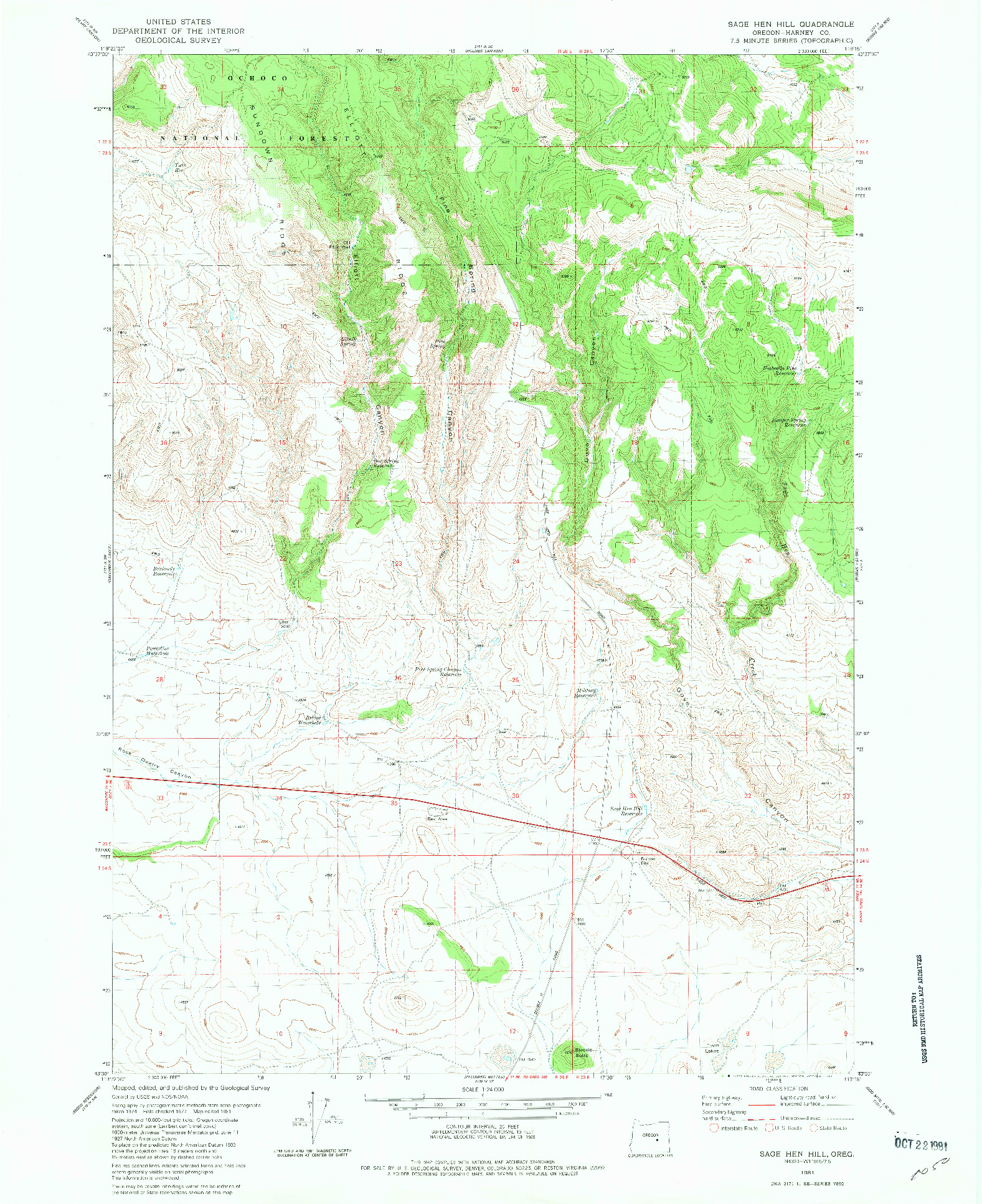 USGS 1:24000-SCALE QUADRANGLE FOR SAGE HEN HILL, OR 1981