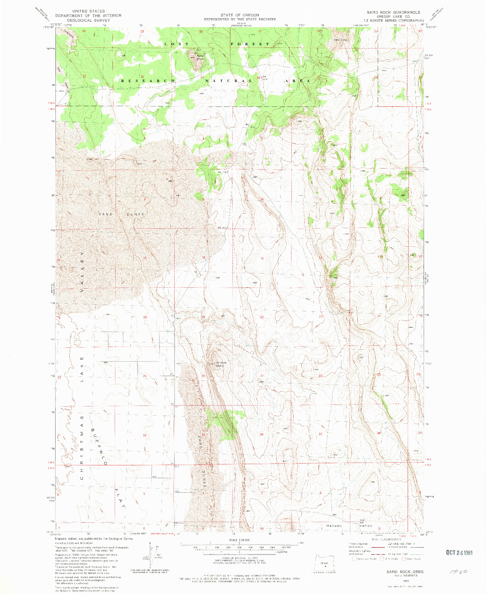 USGS 1:24000-SCALE QUADRANGLE FOR SAND ROCK, OR 1981