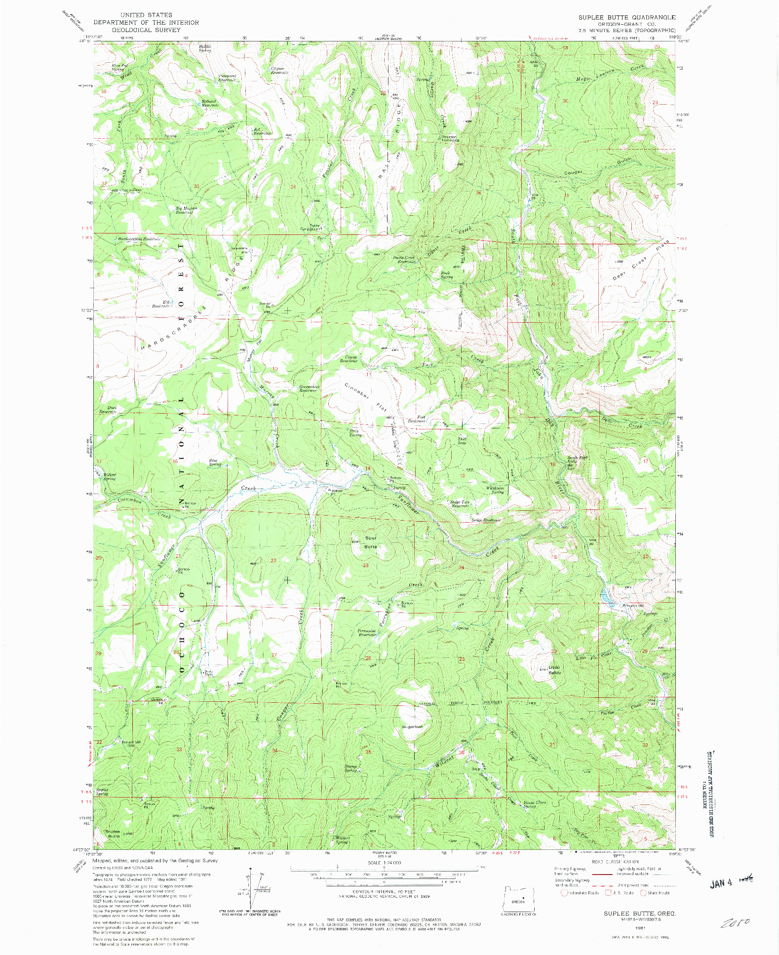 USGS 1:24000-SCALE QUADRANGLE FOR SUPLEE BUTTE, OR 1981