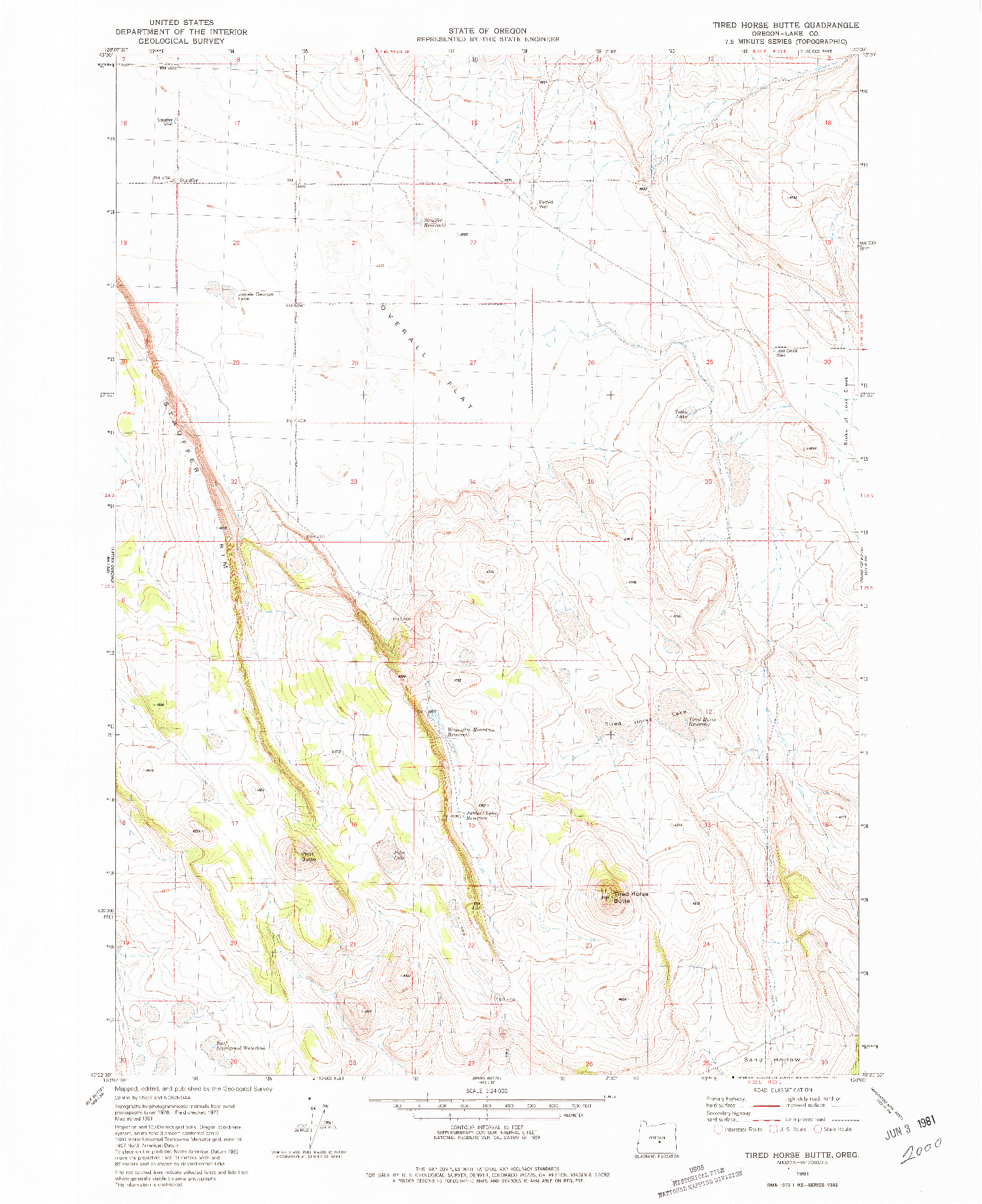 USGS 1:24000-SCALE QUADRANGLE FOR TIRED HORSE BUTTE, OR 1981