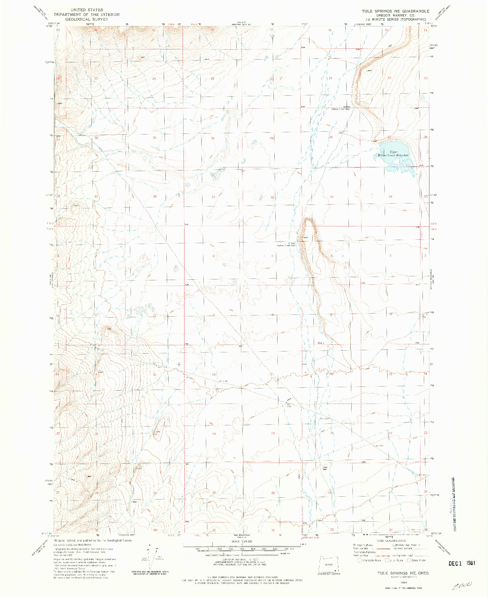USGS 1:24000-SCALE QUADRANGLE FOR TULE SPRINGS NE, OR 1981