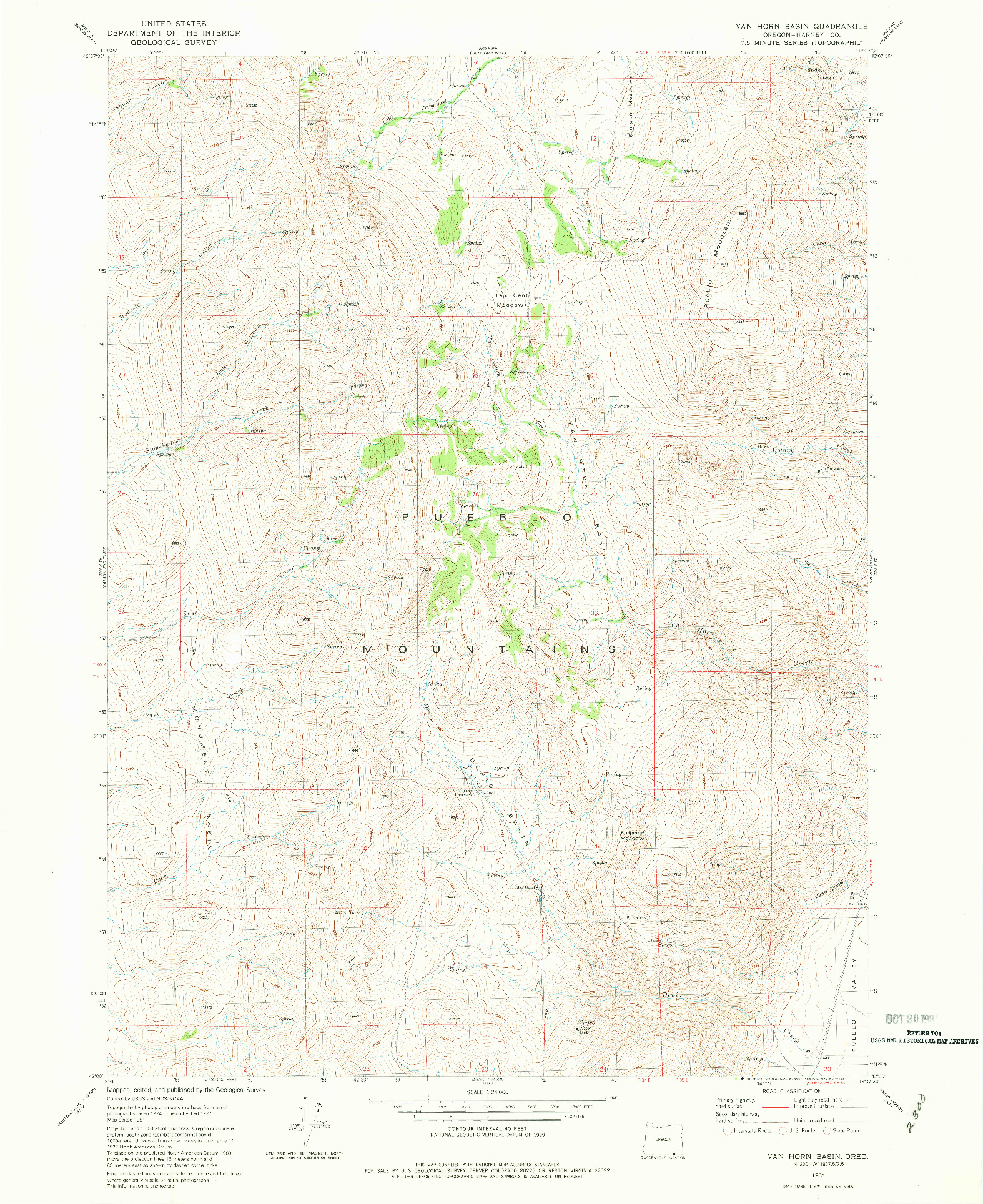 USGS 1:24000-SCALE QUADRANGLE FOR VAN HORN BASIN, OR 1981